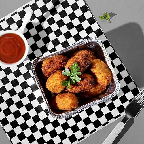 Miniatura 5 de 100 hojas de papel de comida para alimentos, hojas de papel de cera seca, a cuadros en blanco y negro, 7.1 x 7.1 pulgadas, hojas de papel de