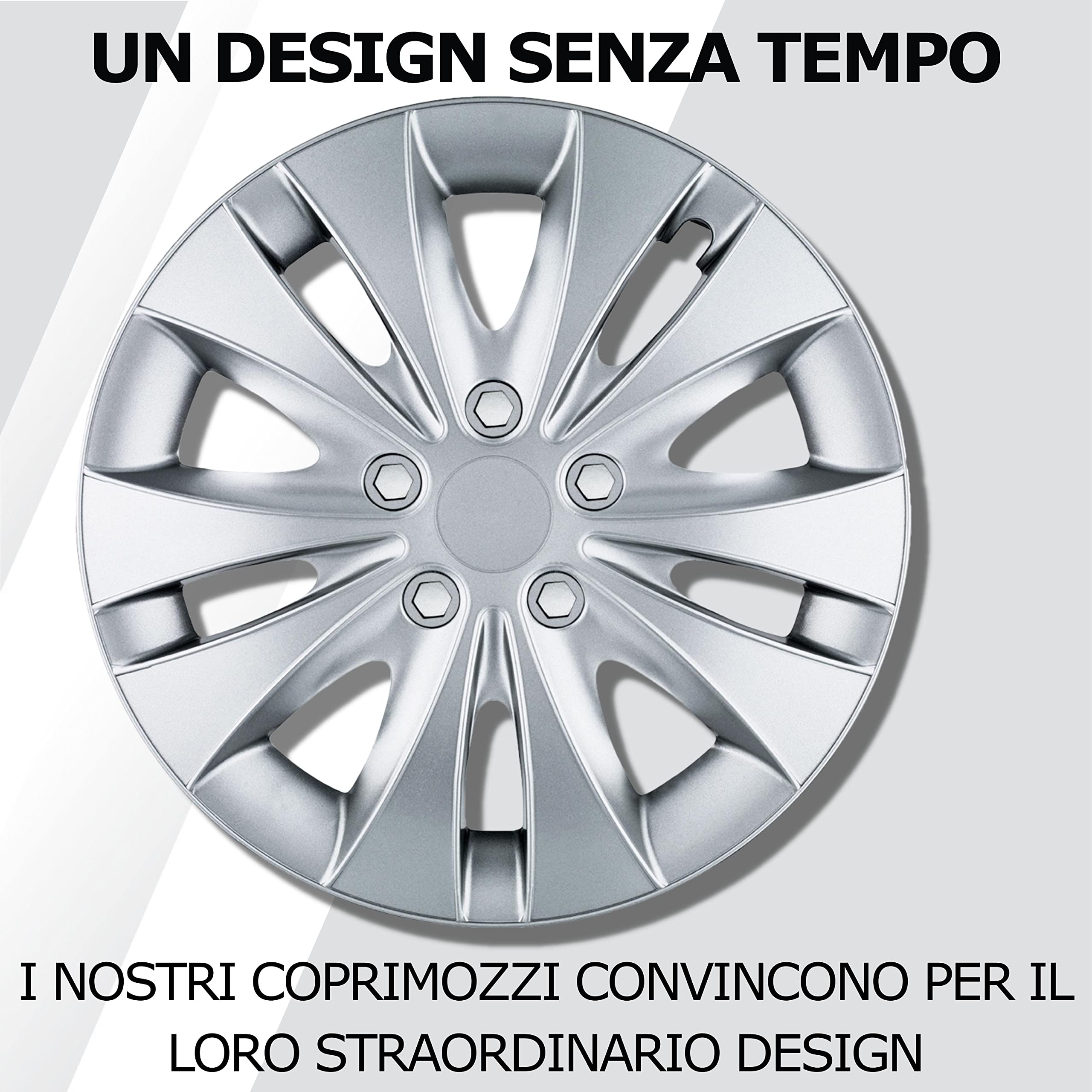 Copricerchi 14 pollici - Set da 4 copricerchi argento da 13-16 pollici - Copri cerchi pollici auto Stormer per quasi tutti i cerchioni in acciaio - Nero o argento - Copri cerchioni