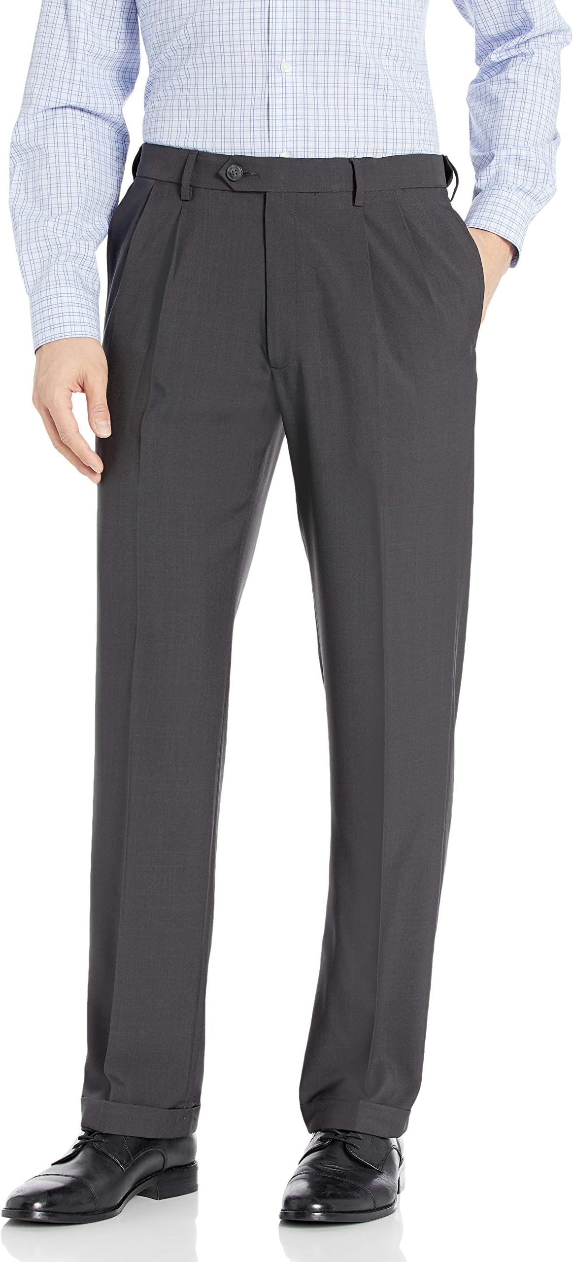 HaggarMen's Repreve Stria Gab Expandable-Waist Pleat-Front Dress Pant