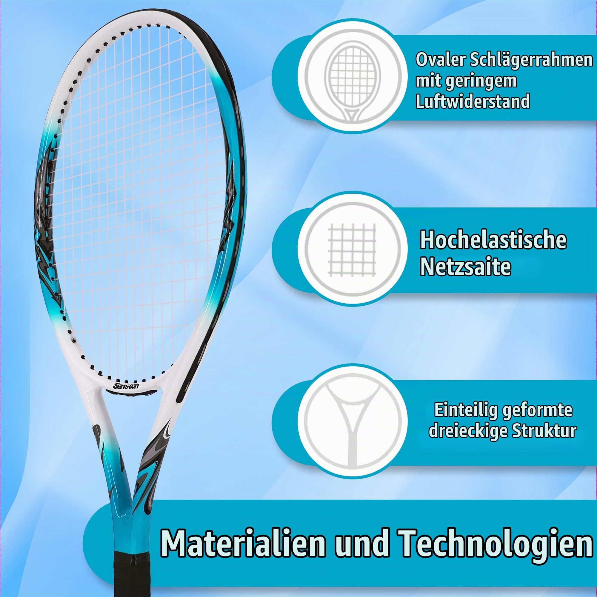 Senston Tennisschläger 68,6cm / 27'' Training Tennis Racket für Damen Herren