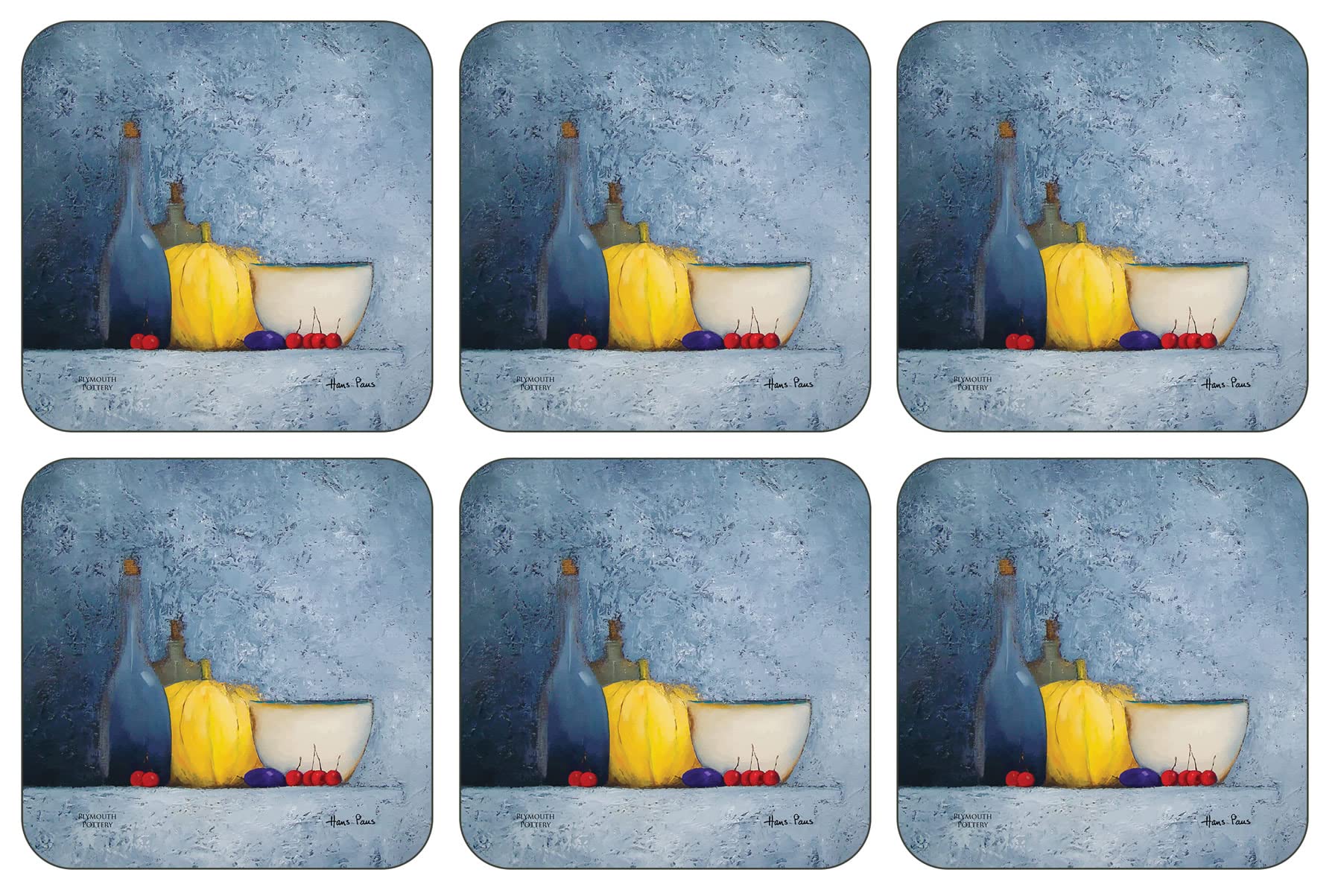Plymouth Pottery Blue - Harmony Coasters - Set Of 6