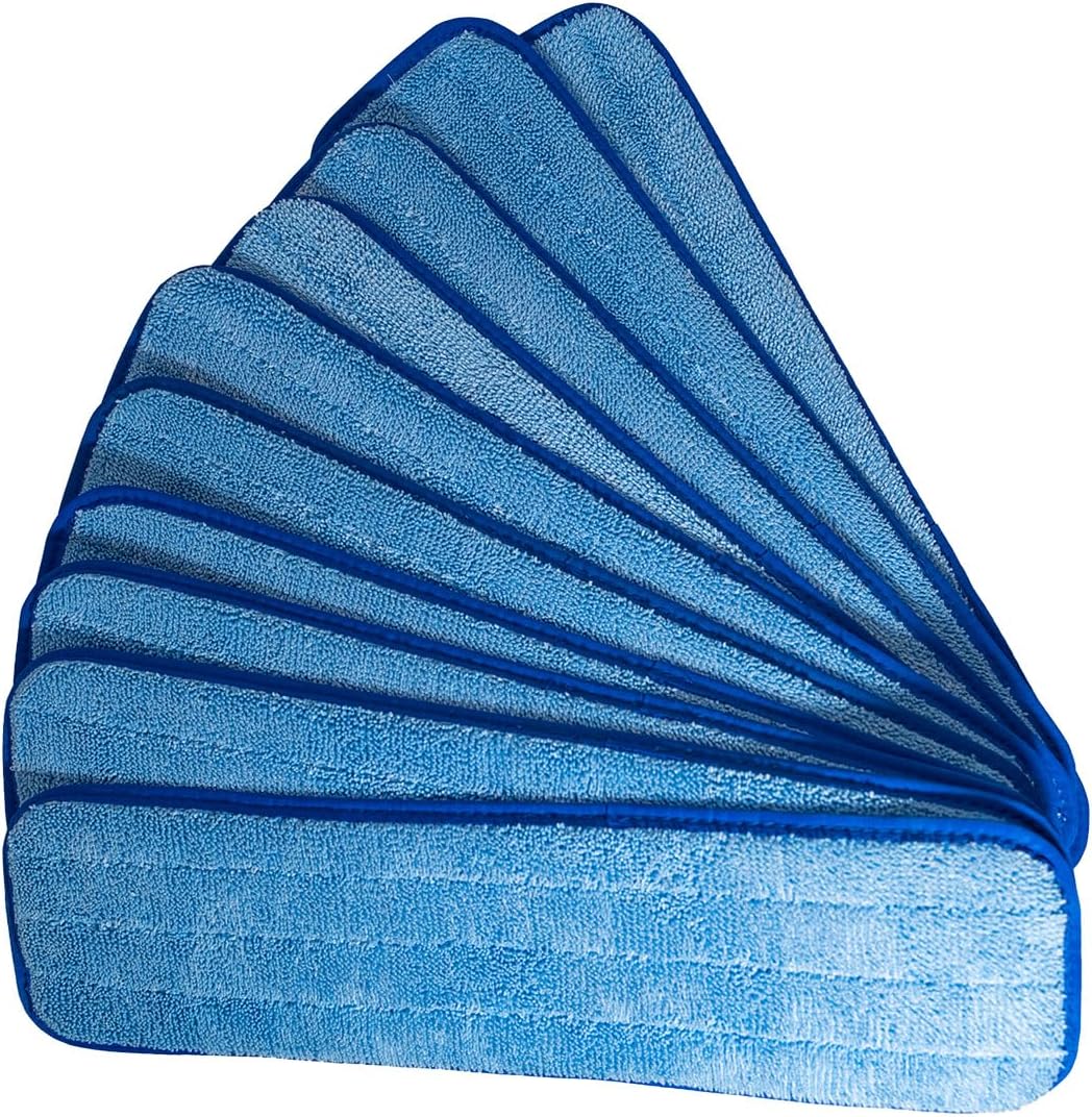 Microfiber 18 Inch (DT-MF-18) 10-Pack Multi-Purpose Absorbent Microfiber Wet/Dry Mop Pad - Reusable, Machine Washable