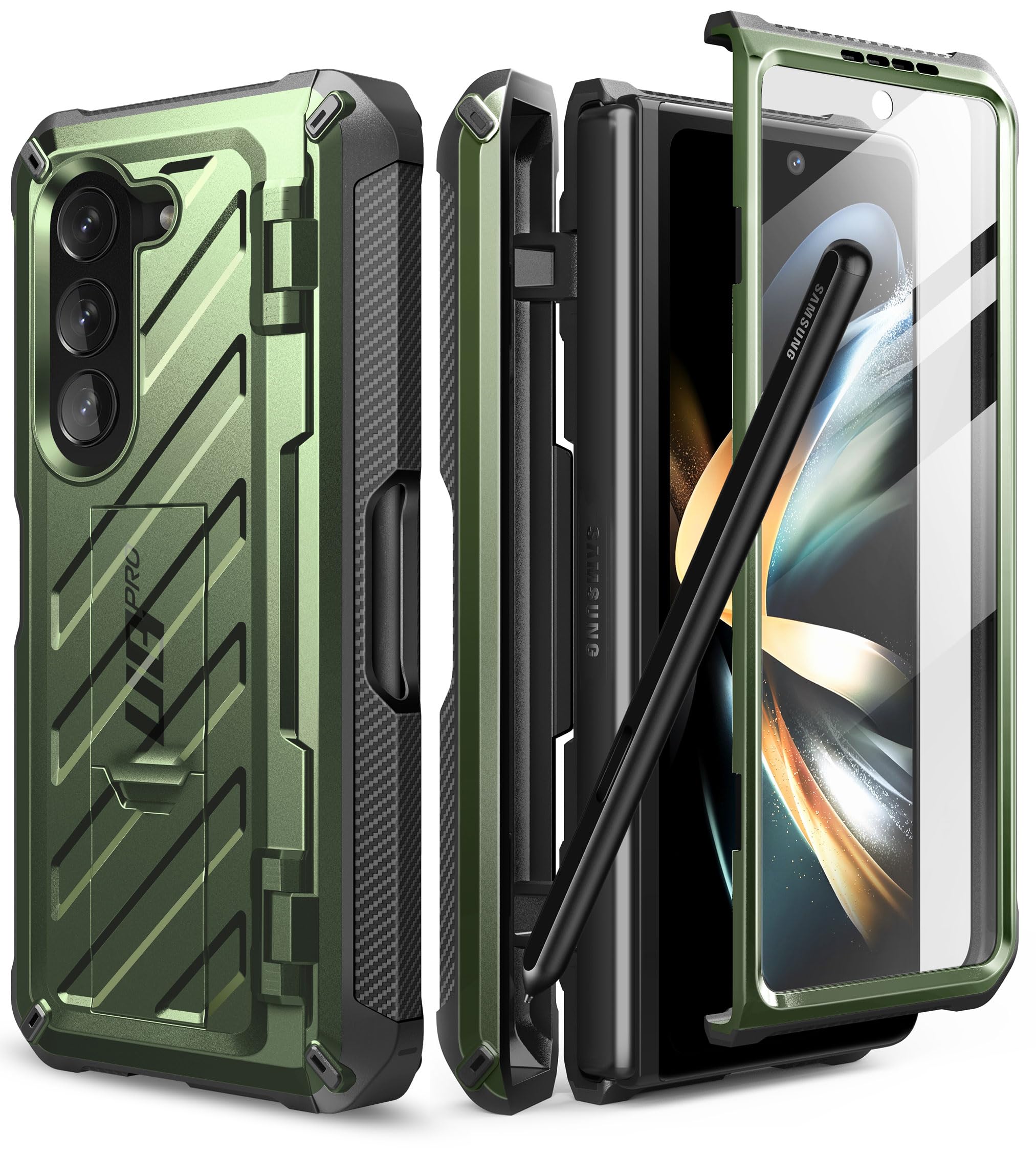 SUPCASE Unicorn Beetle Pro Case for Galaxy Z Fold 5 5G (2023), with Built-in S Pen Slot & Screen Protector & Kickstand Full-Body Dual Layer Rugged Case (Guldan)