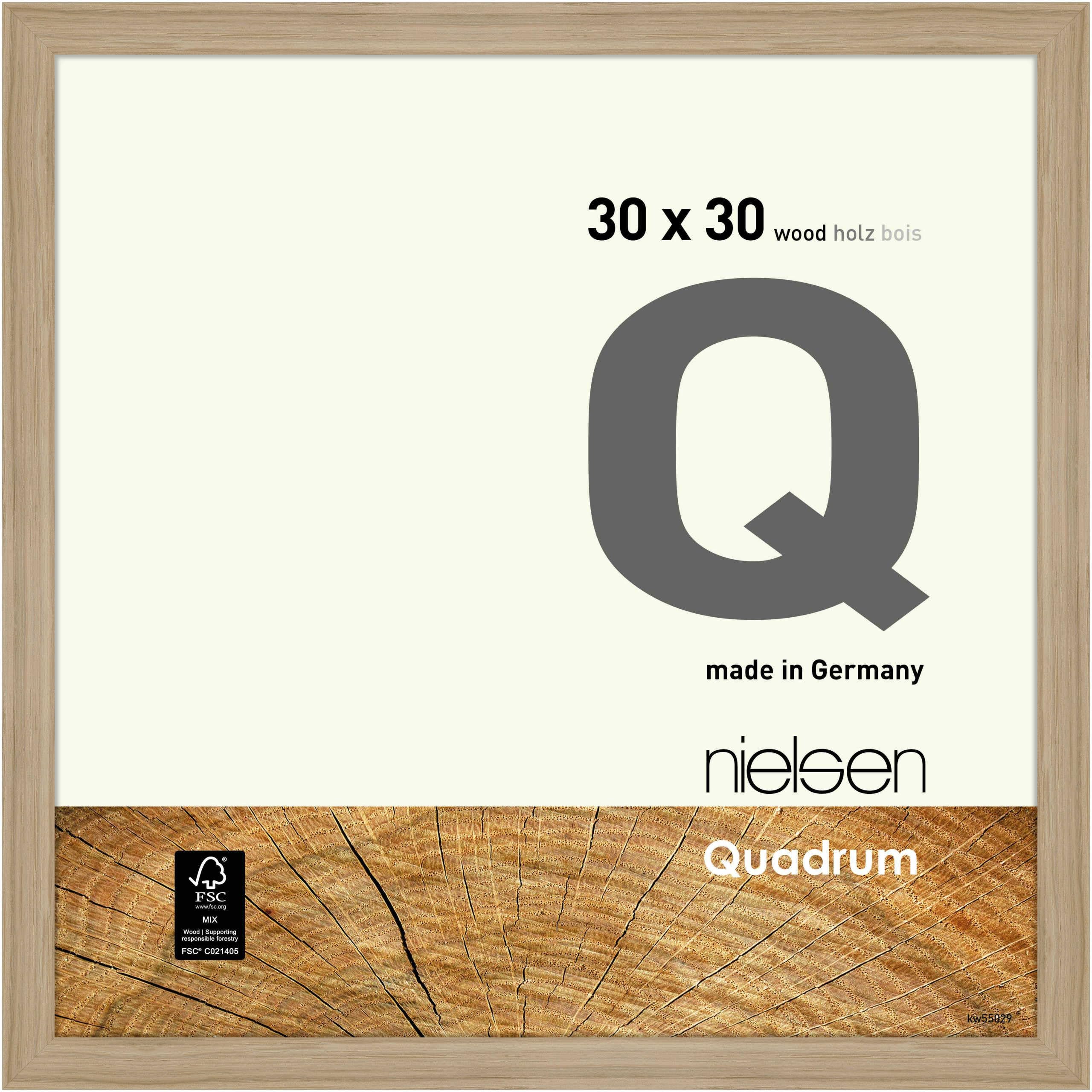 Nielsen Oak Natural Quadrum Wooden Picture Frame - 30X30cm - With Float Glass And Easy Push-Turn Clips - For Photos And Art