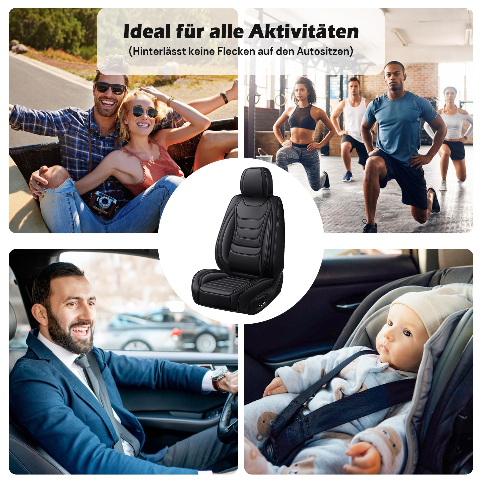 Für 99% Hyundai-Modelle sitzbezüge | Autositzbezüge Komplett Set Universal in Premium-Optik | Auto Sitzbezüge Airbag Geeignet | Wasserdicht Sitzbezug Einfach zu montieren (Vollsatz, Schwarz)