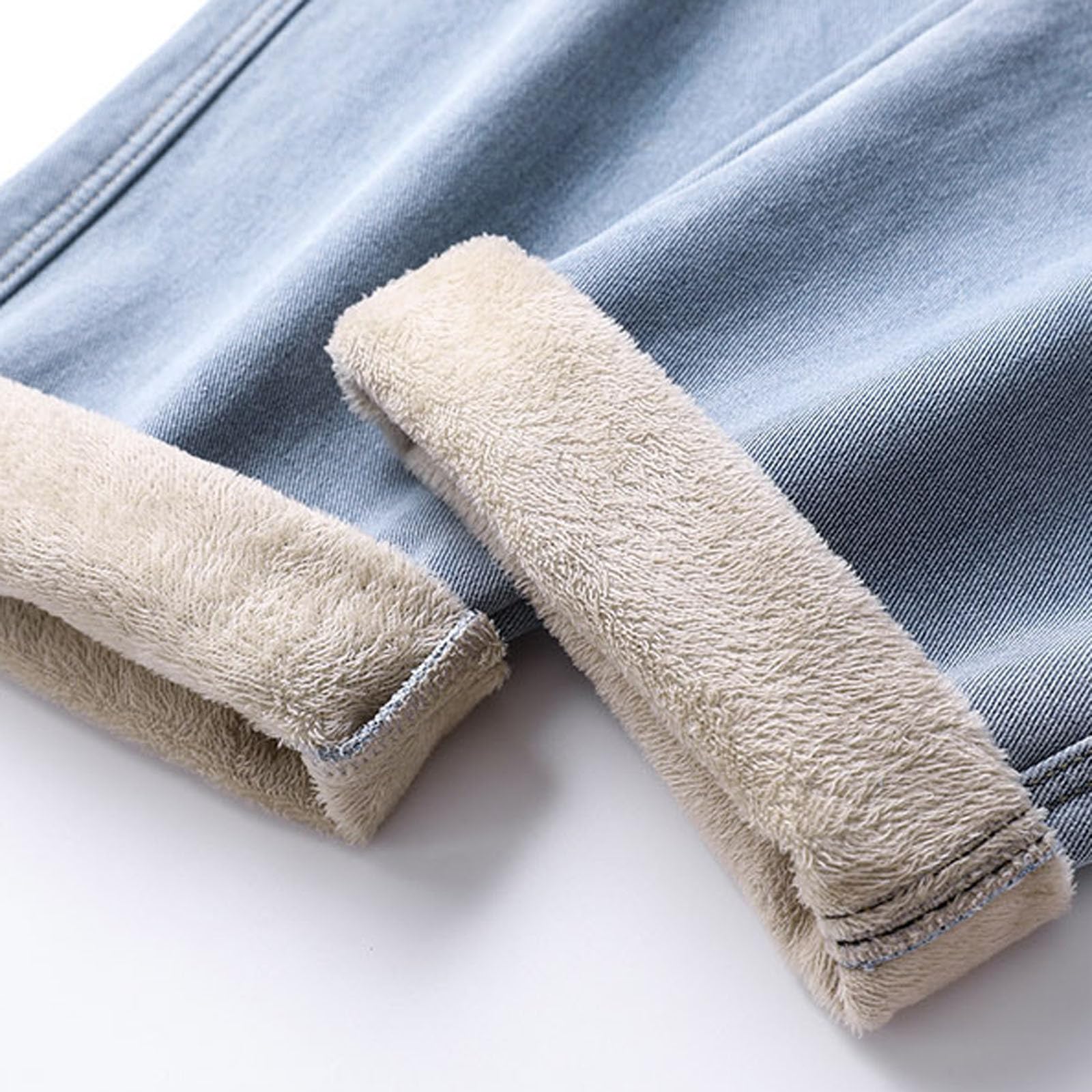 Pantalones vaqueros térmicos acolchados para hombre, pantalones térmicos de forro polar, pantalones de invierno gruesos, pantalones de chándal holgados, pantalones largos para el tiempo