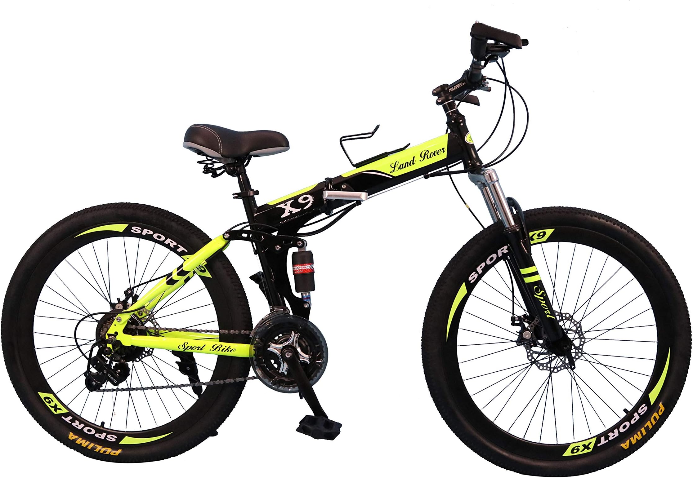 VLRA BIKE X7 Land Rover Folding bike 26 inch 24speed mountain bike Suspended disc brake bicycle (black green)