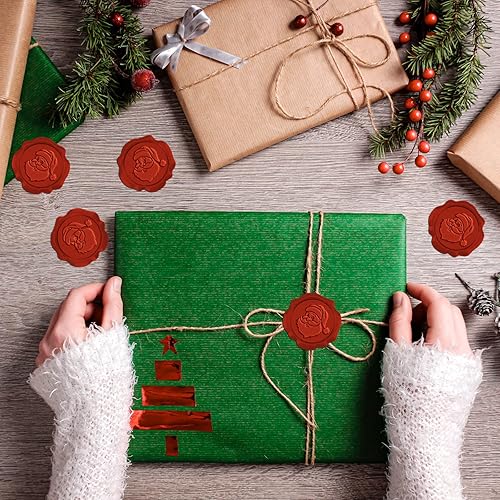 Miniatura 3 de CRASPIRE 50 calcomanías de sello de cera de Navidad, sello autoadhesivo de Papá Noel para sobres rojos, invitaciones de boda, tarjetas,