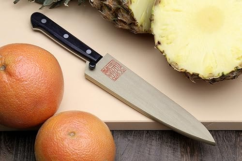 Miniatura 9 de Yoshihiro Cuchillo utilitario de acero inoxidable Nashiji Ginsan de alto carbono resistente a las manchas (5.3 pulgadas (5.315 in) y Saya)