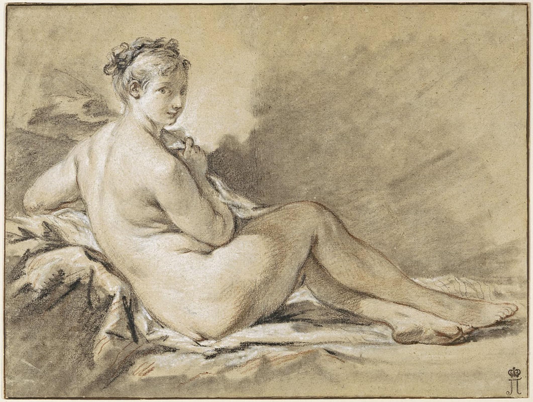ARTXLXXBN Famous Painting Canvas Artwork Graffiti Print Study of a Female Francois Boucher Sanguine by François Boucher Portrait Canvas Image for Home Decor 60x90cm