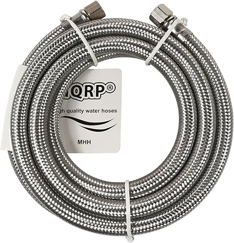 HQRP Manguera universal trenzada de acero inoxidable para refrigeradormáquina de hielo con conexión Comp de 14 pulgadas por 14 pulgadas, línea de