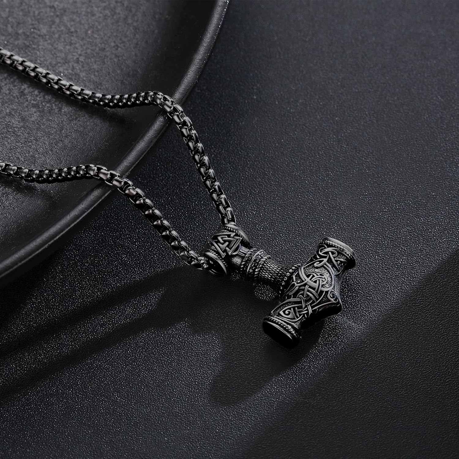 925 Sterling Silver Thors Hammer Mjolnir Necklace Norse Viking Jewelry with Stainless Steel Chain