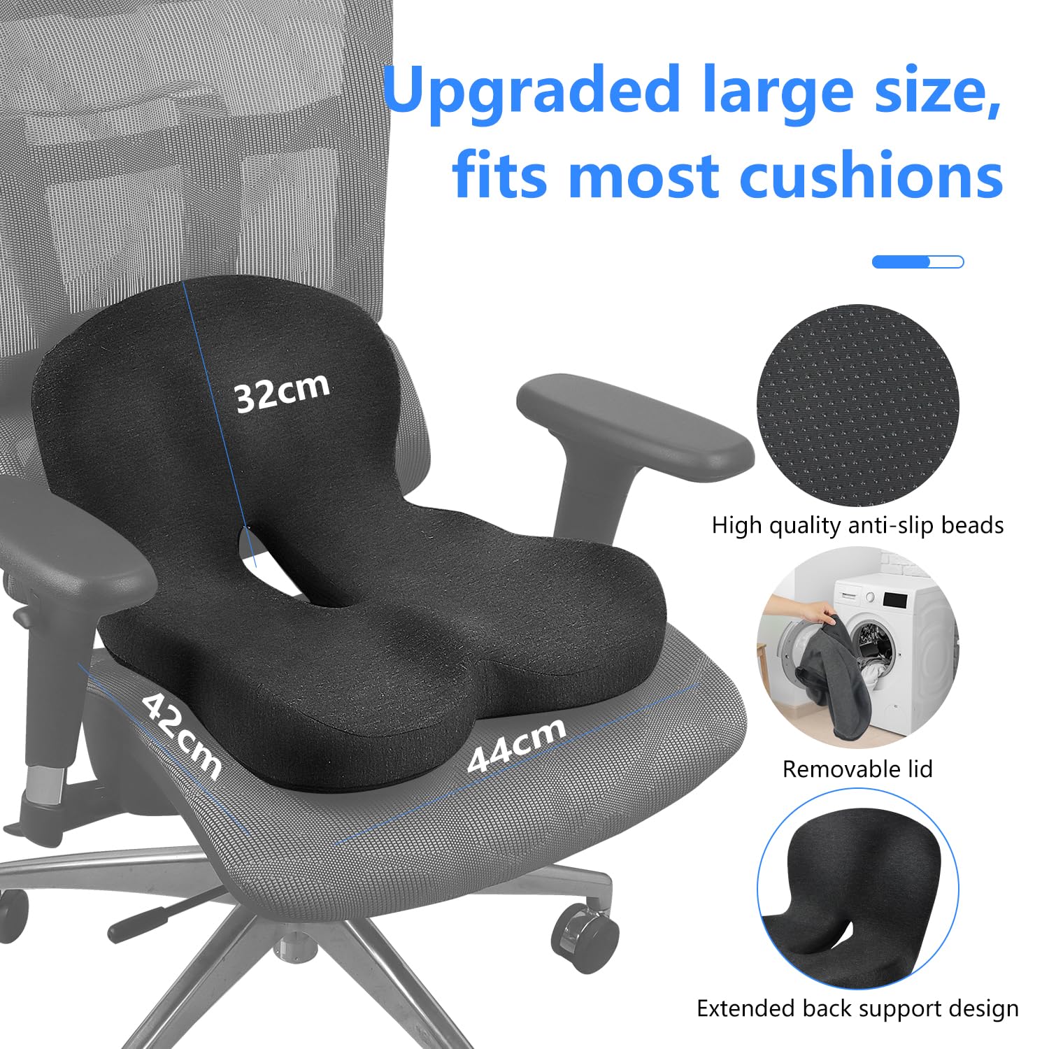 OWill Cuscino Sedia Ufficio in Memory Foam, Cuscino Emorroidi, Cuscino Coccige e Cuscino Auto, Benefico per Alleviare la Stanchezza Cuscino Antidecubito per Sedia a Rotelle, Circolazione Sanguigna