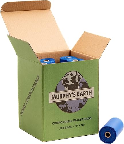 Murphy's Earth 270 bolsas certificadas para excrementos de perro compostables para el hogar, 9 x 13 pulgadas, a prueba de fugas, sin perfume, cumple