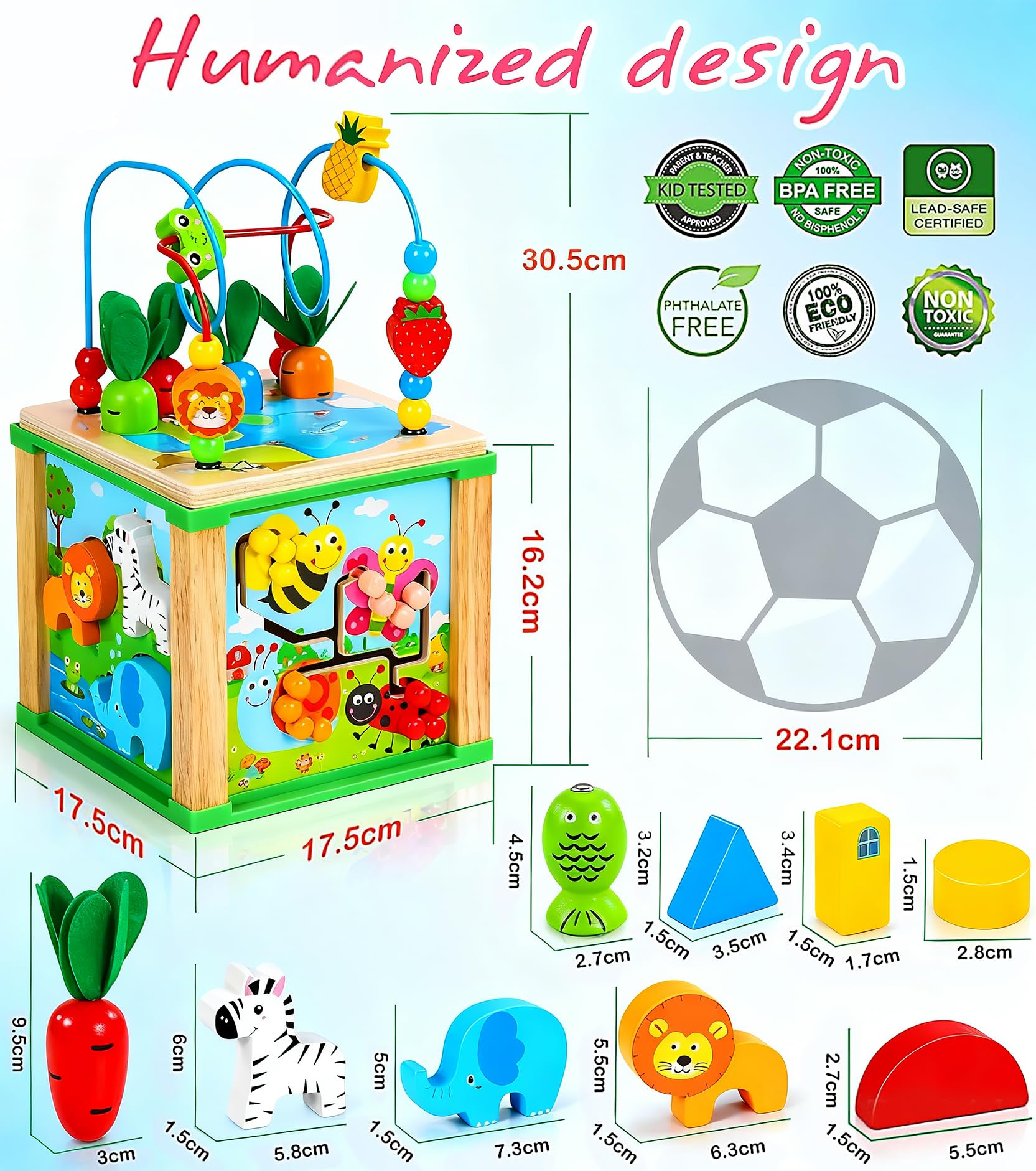 Cubo Actividades - Juegos Mesa Actividades, Juguetes Montessori - Cubos de Madera Andador - Brinquedos Educativos Regalo Bebes y Niños de 1 a 2 Años