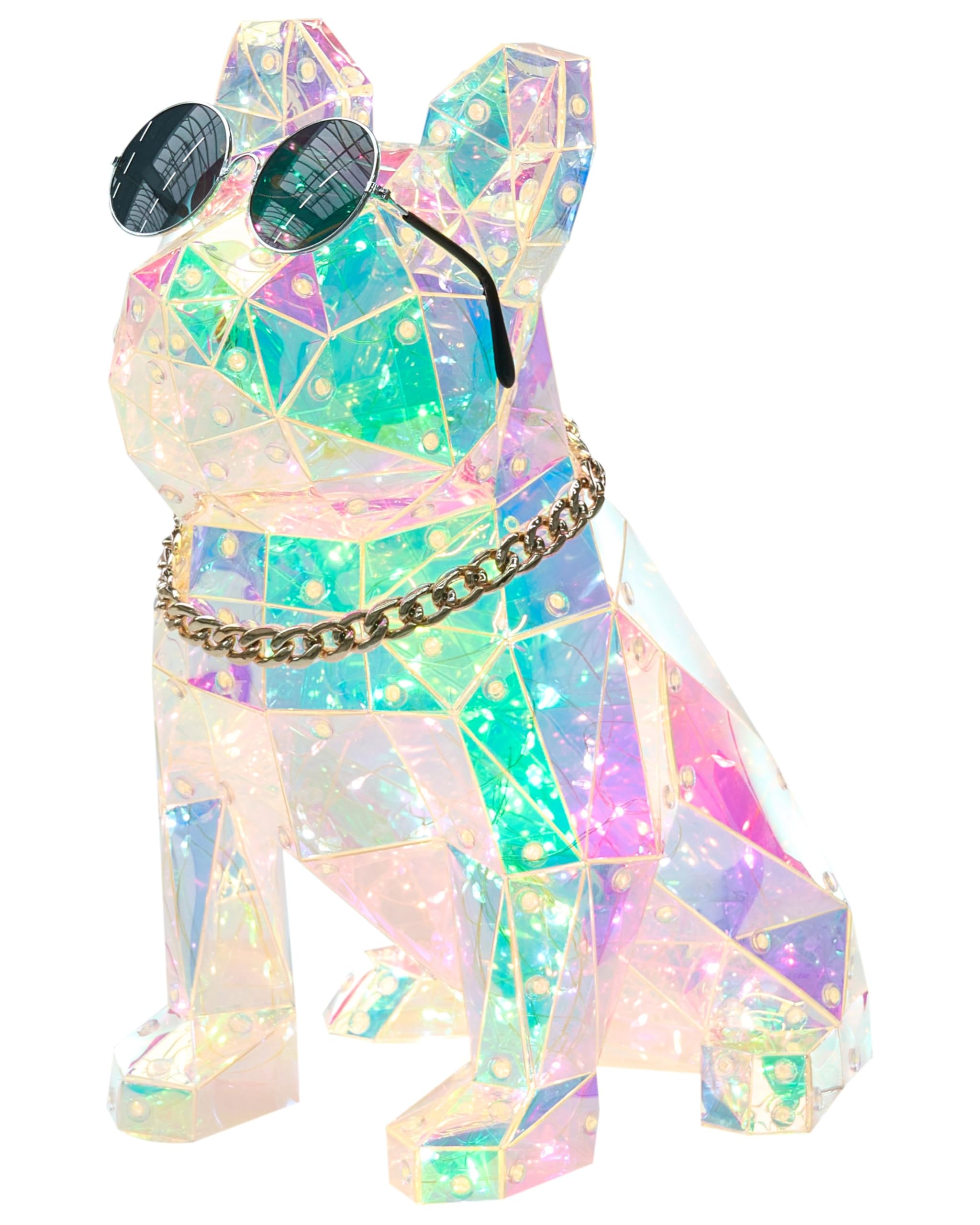 Beliani LED Dekoration Kunststoff Hundeform Französische Bulldogge leuchtend bunt Jonku