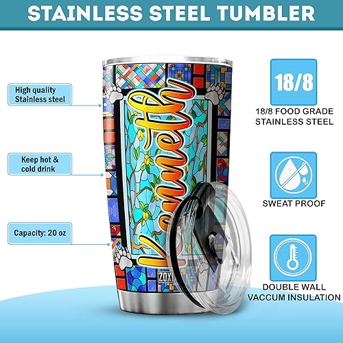 Miniatura 7 de ZOXIX Vaso personalizado con diseño de oso lindo de 20 onzas, colorido estilo vitral, vida silvestre, temática de animales, ideas de regalo, taza