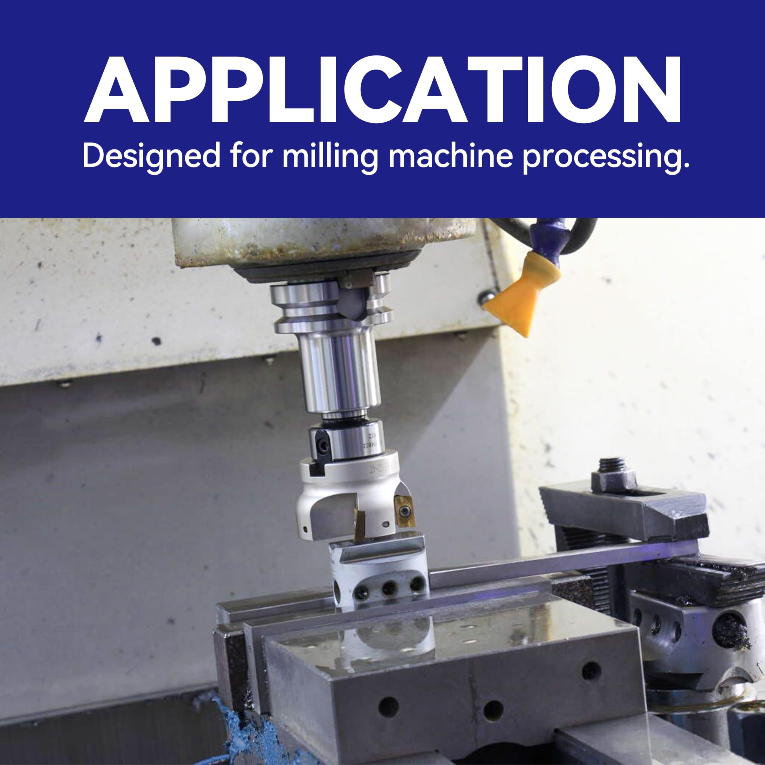 HFS(R) Face Mill Cutter Holder 63mm R8-FMB22 Shank with Cutter Inserts and Spanners for Milling — Amazon image 6
