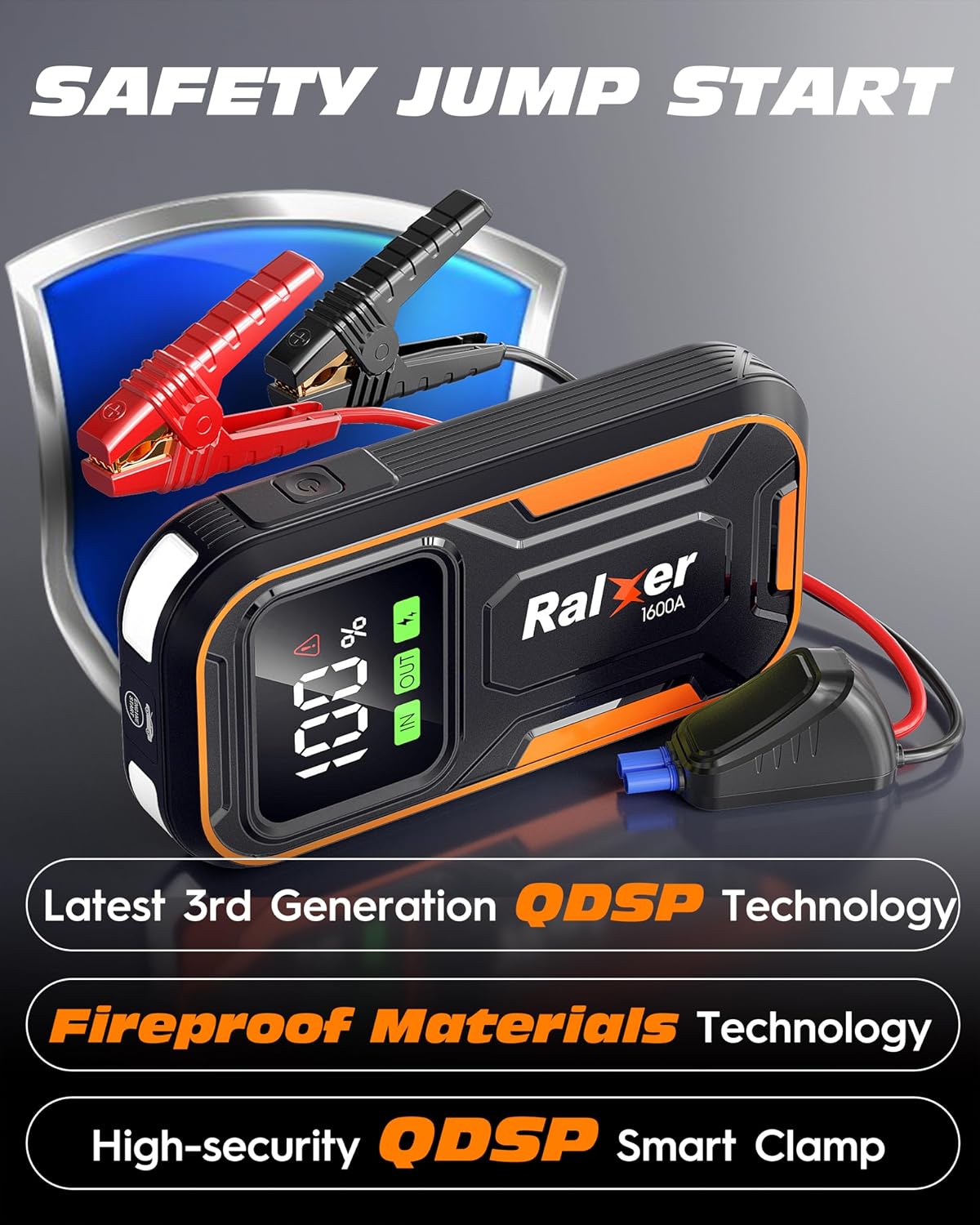 15200mAh Portable Car Jump Starter Battery Pack (7.5L Gas or 6.0L Diesel Engine) 12V Jumper Box with Type C-C PD60W (Input/Output) Fast Charging LED Display