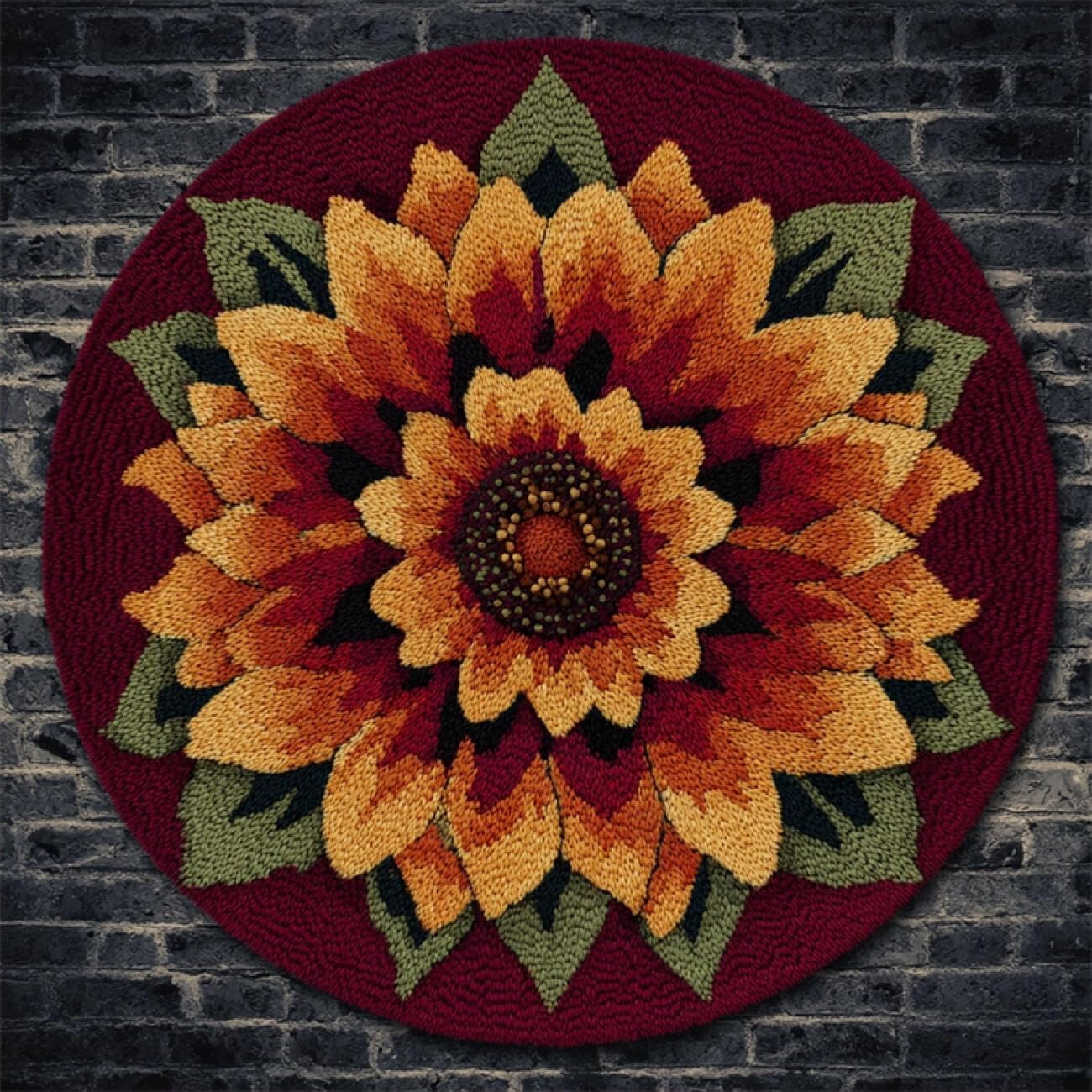 Kitquiver Rug Making Kit for Adults Cartoon Sunflower 60x60cm