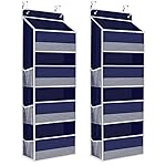 SpaceHacks 2 Pack Over The Door Organizer, Hanging Storage Organizer with Clear Window, 40lb Ultra Sturdy Large Capacity Room Organizer for Pantry Laundry Bathroom Nursery Closet (Blue)