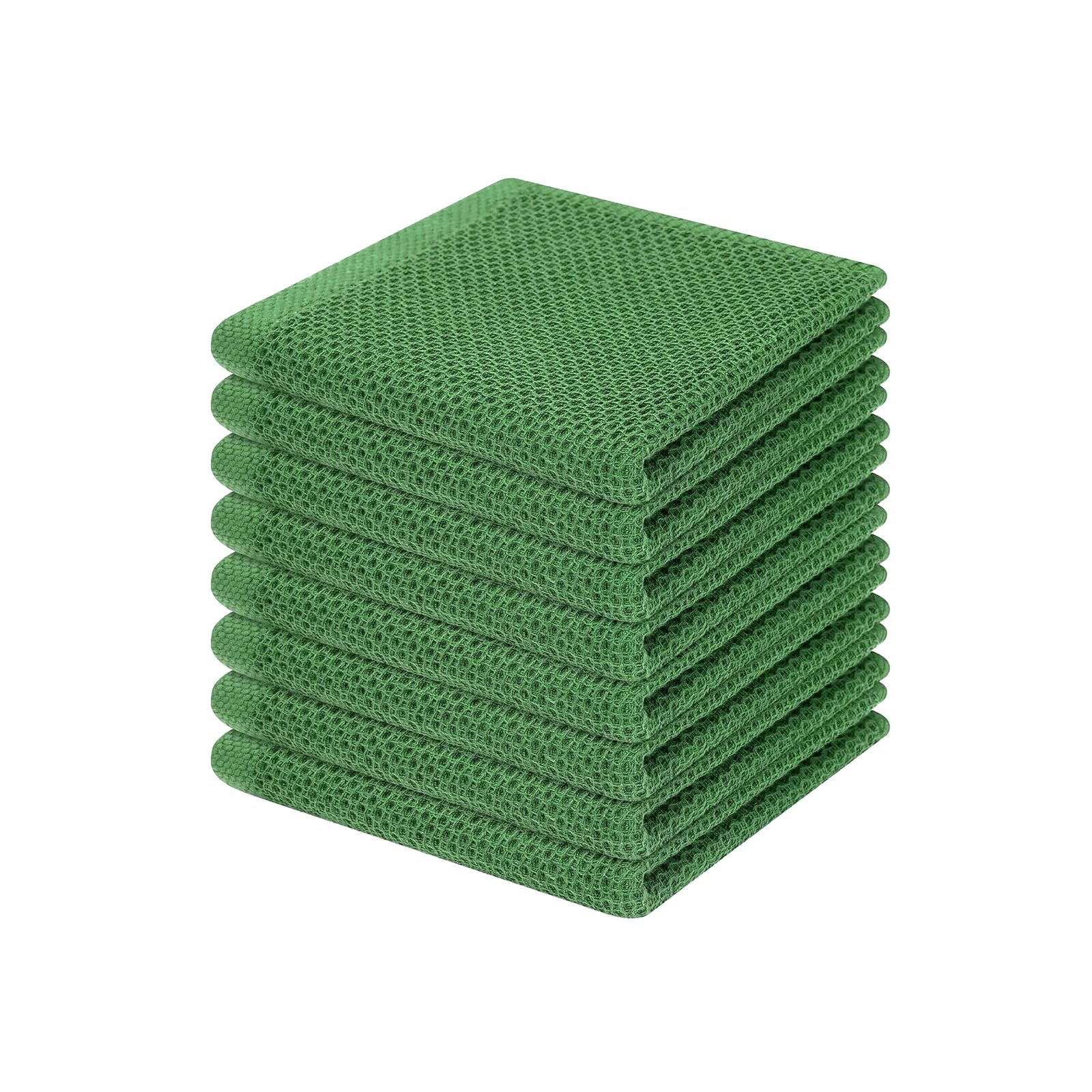 Homaxy 100% Cotton Waffle Weave Kitchen Dish Cloths 8-Pack, Grass Green