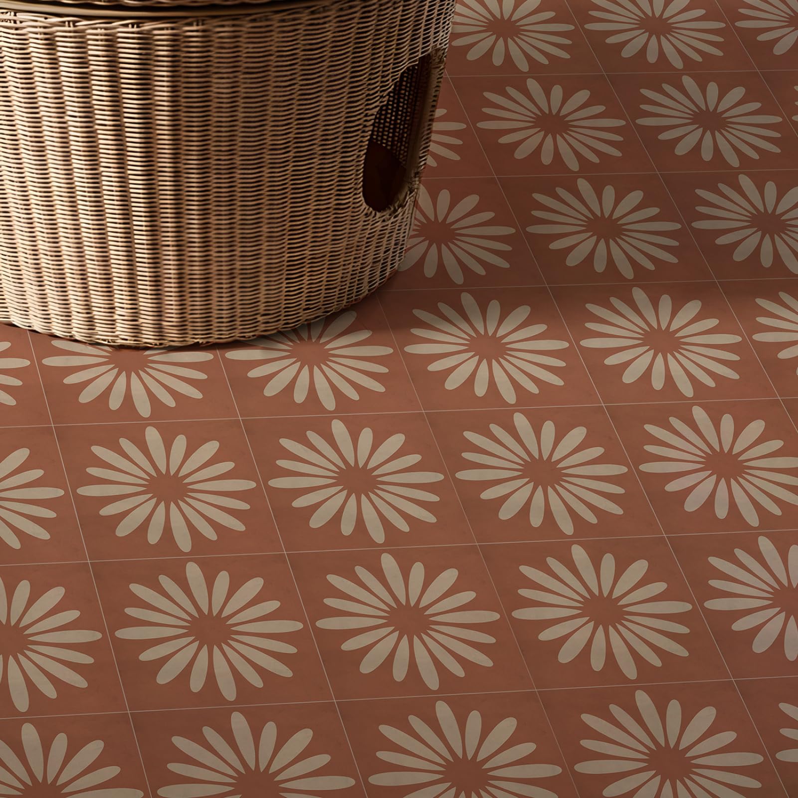 Adhesivos para Azulejos, Color Rojo ladrillo y Beige, para Cocina. Adhesivos autoadhesivos para Suelo, baño, Pared, duraderos, Impermeables, Resistentes al Aceite, escaleras, remov