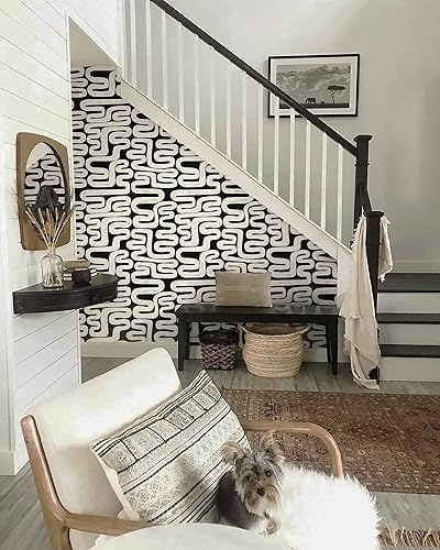 Miniatura 7 de Papel tapiz de despegar y pegar, diseño geométrico, moderno, autoadhesivo, extraíble, grueso, impermeable, fácil de limpiar, papel decorativo para