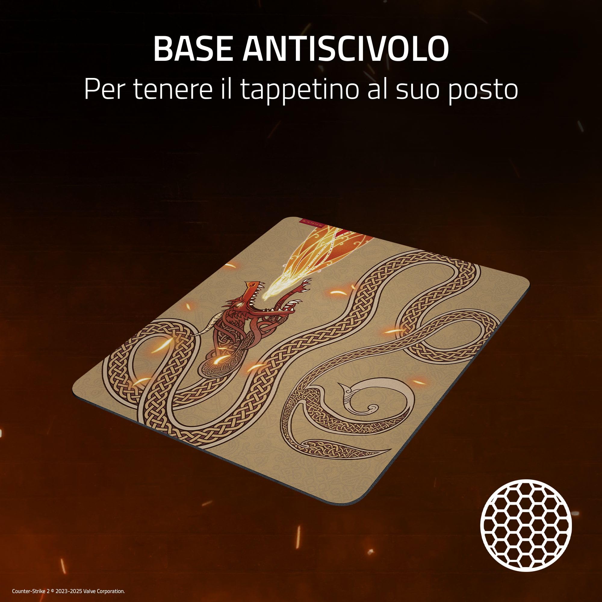 Razer Gigantus V2 L Counter-Strike 2 Dragon Lore - Tappetino morbido per mouse da gioco per un controllo ottimale - Micro-trama testurizzata - 450 x 400 x 3 mm - Gomma antiscivolo | Dragon Lore