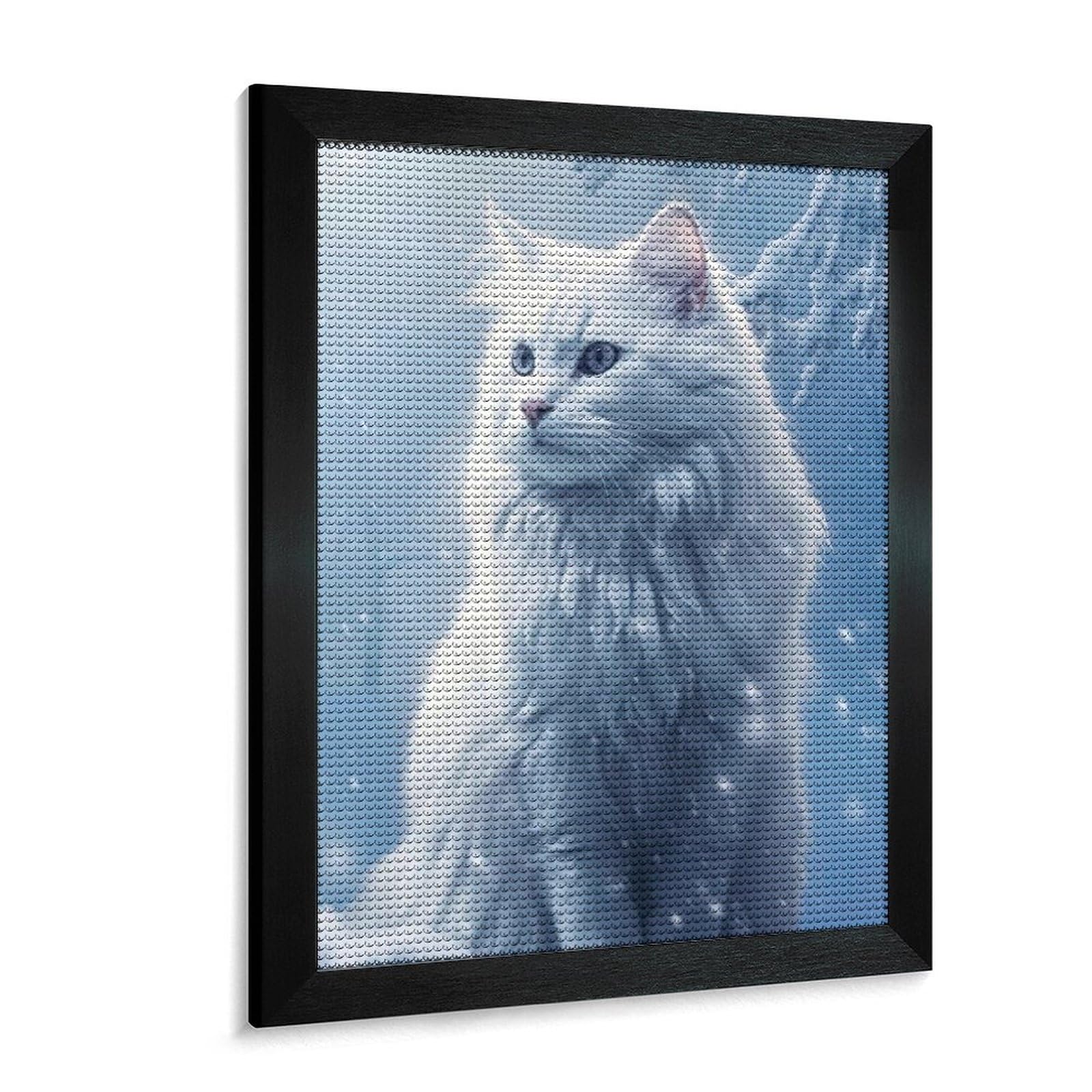 Amazon | ダイヤモンドアート 雪の中の白猫 ダイヤモンド刺繍 全面貼り