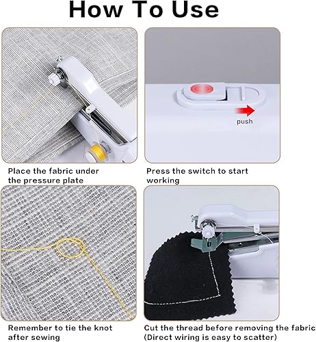 Miniatura 5 de Máquina de coser de mano, mini máquina de coser rápida, máquina de coser eléctrica portátil inalámbrica con accesorios de costura para