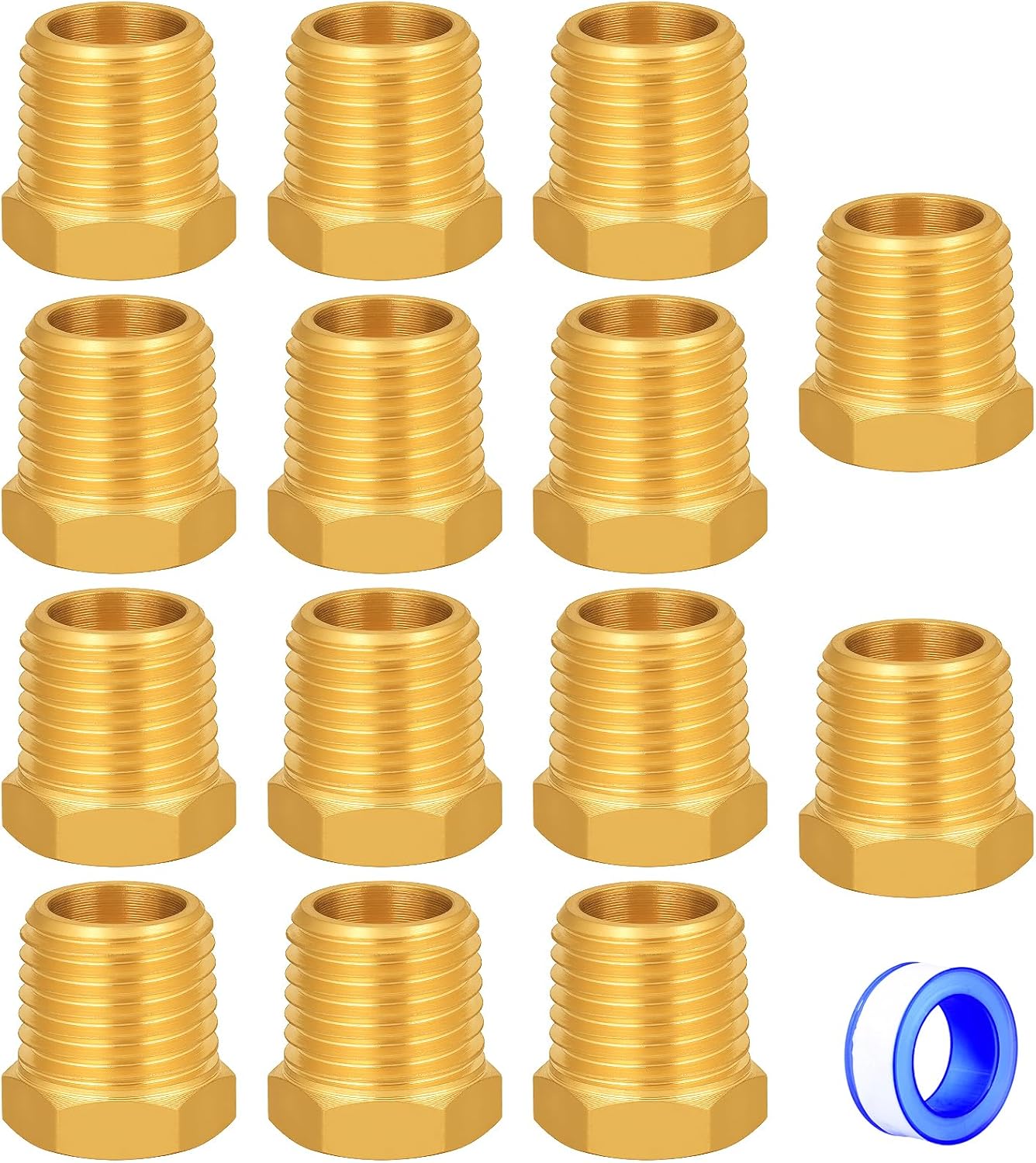 1/4" NPT Male Plug Outer Hex Brass Fittings Thread Socket Pipe End Plugs for Refrigeration/Water/Air/Oil (14Pcs,1/4" NPT)