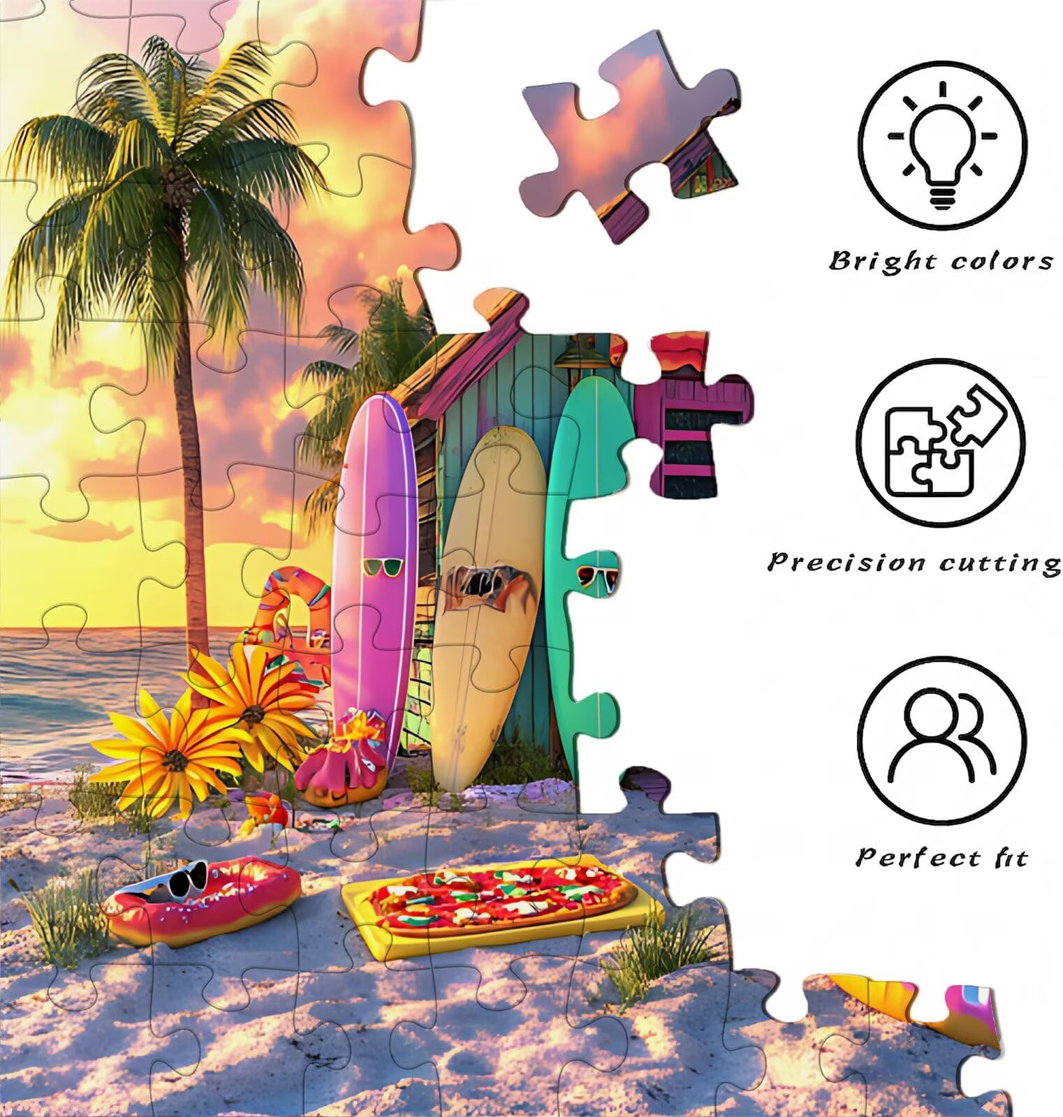 Playa Tabla Surf Puzzle 4000 Piezas Adultos, Rompecabezas con Letras en la Parte Posterior - Piezas Que Encajan Perfectamente, Reto de Concentración, Regalo para Mujer y Decor, 141.5 x 87.5 cm w0-778
