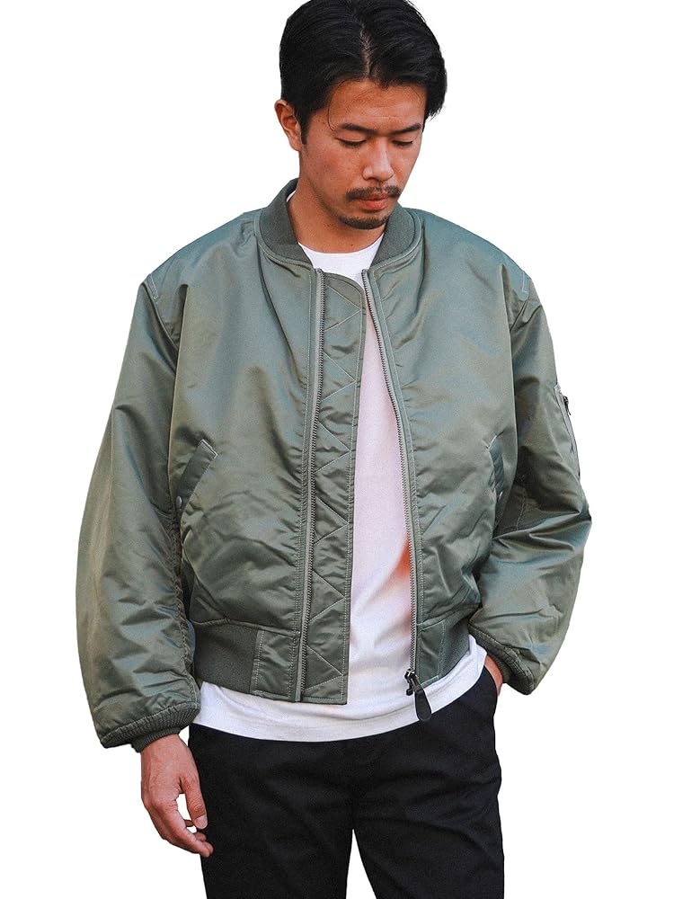 Amazon.co.jp: [ビームス] ブルゾン MA-1 メンズ OLIVE S