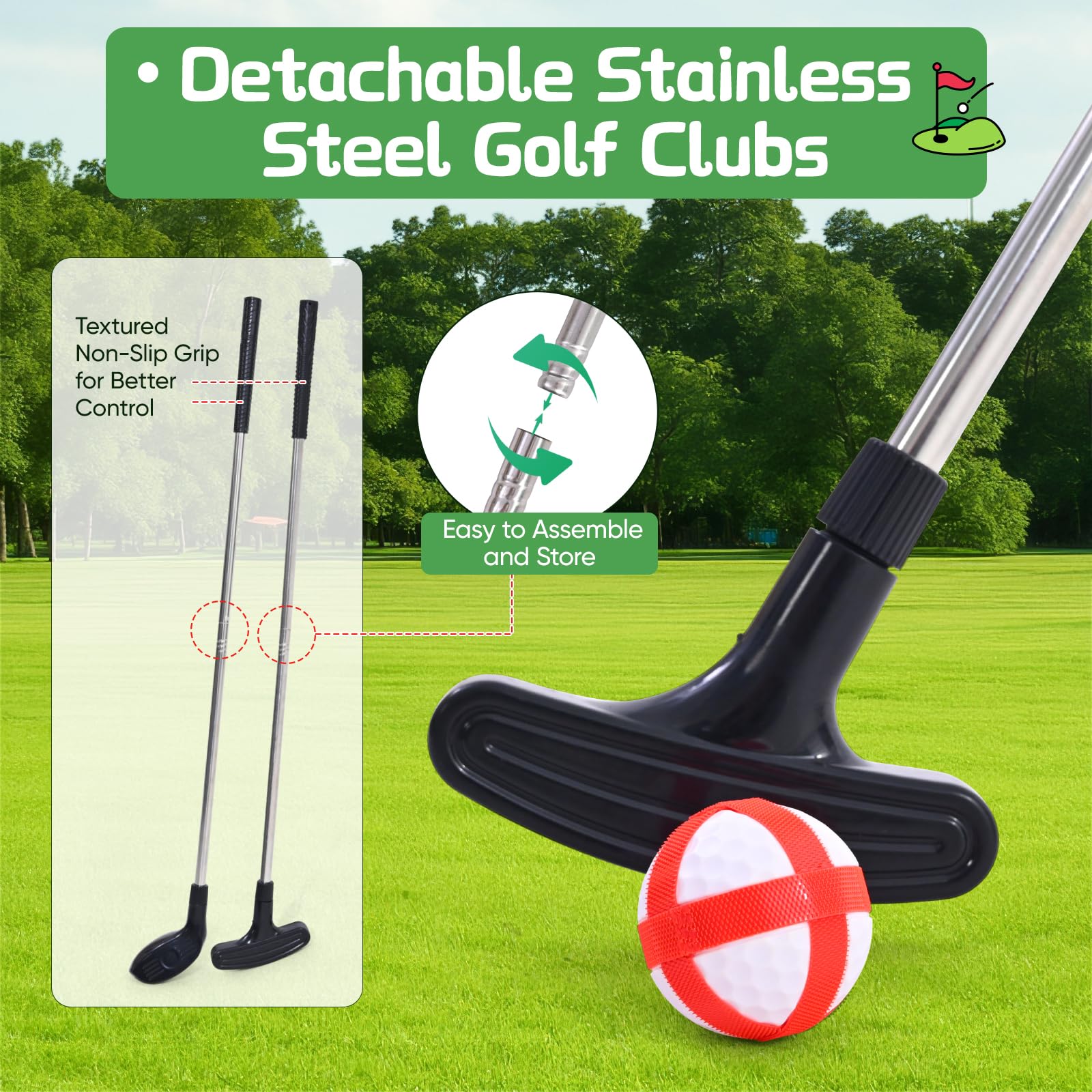 Golf Battle Play Set for Kids & Adults, Includes Target Mat, 2 Golfclubs, Putting Mat - Image 4