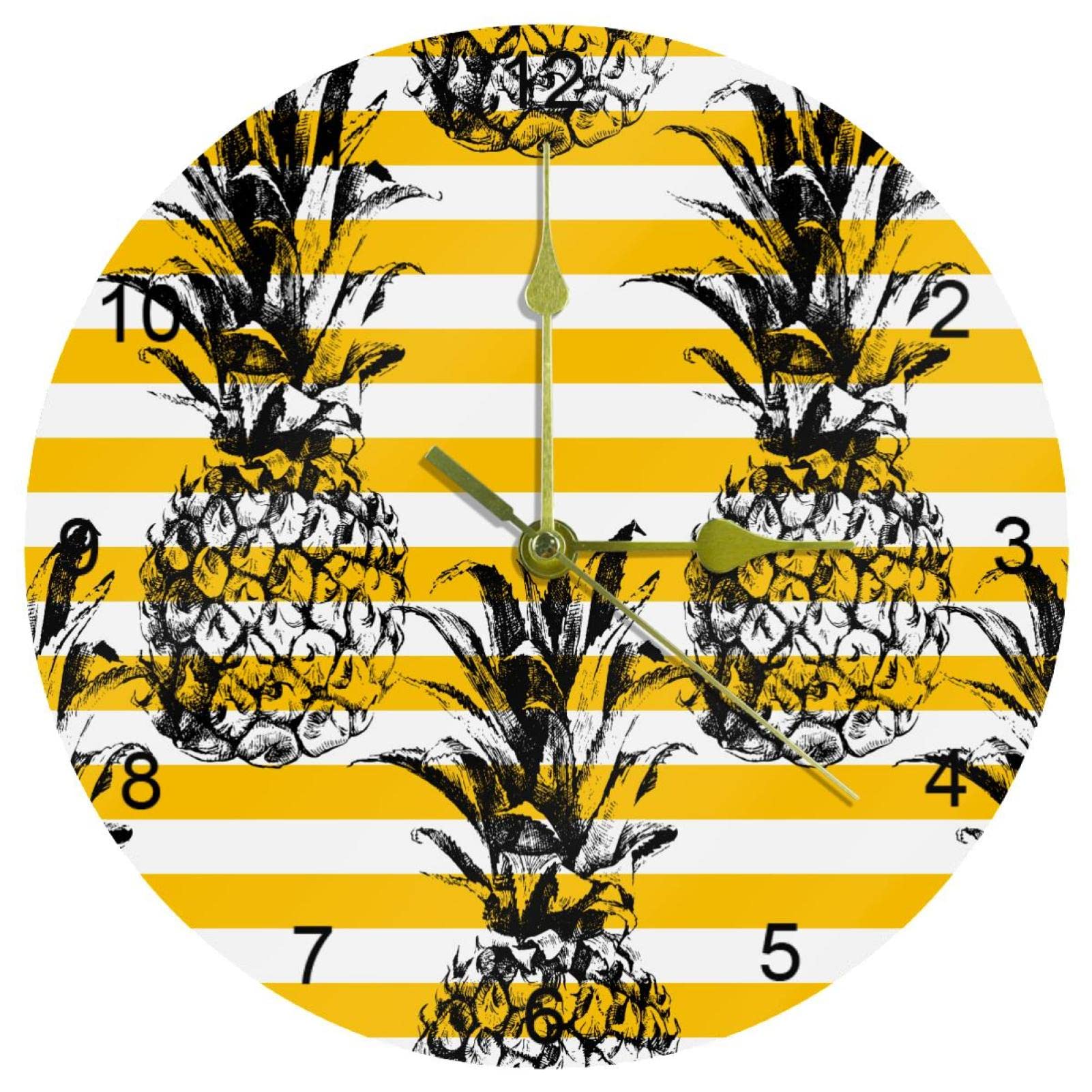 Horloge murale ananas sans bruit avec grands chiffres contre la fatigue visuelle