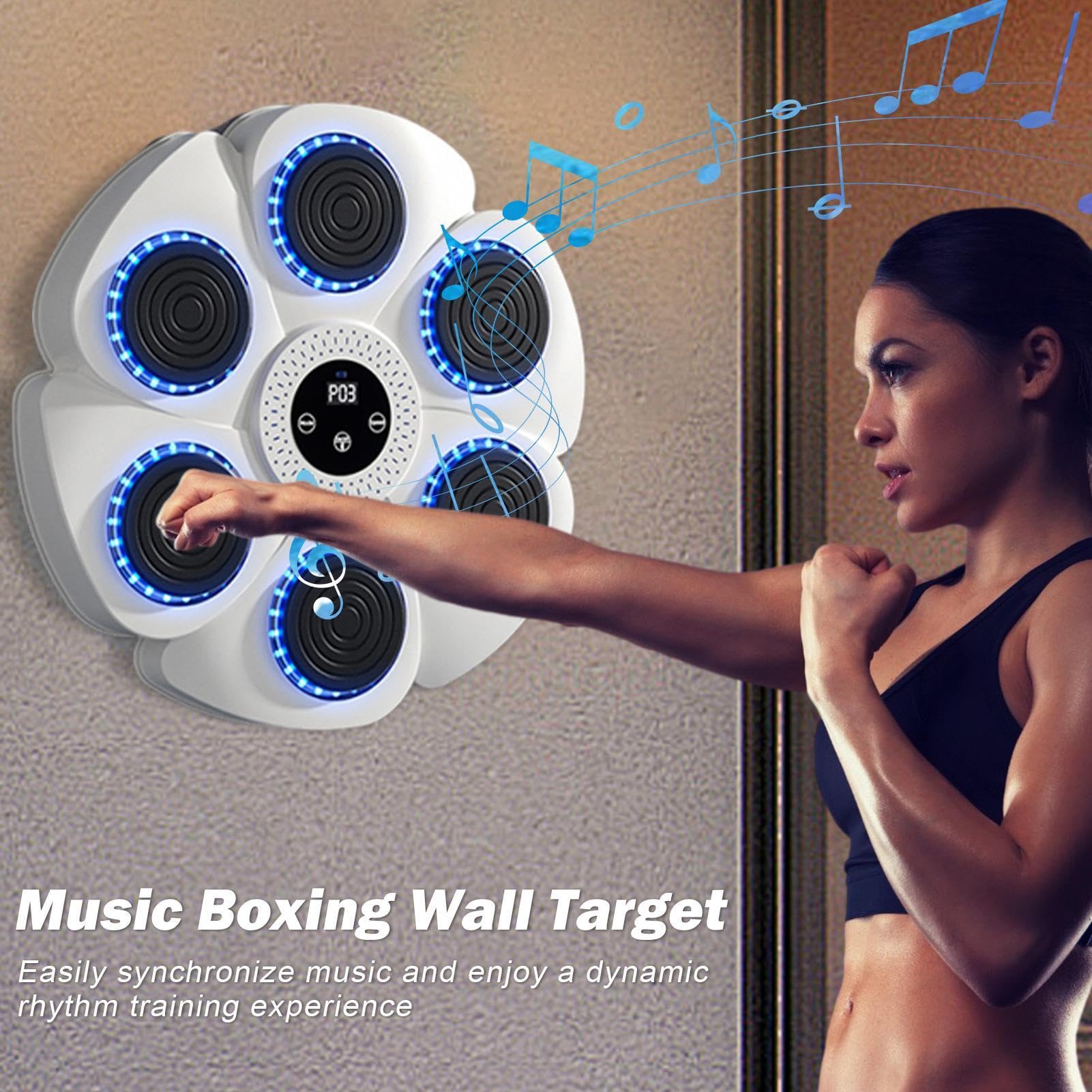 Music Boxing Machine | Macchina da Boxe Musicale | Macchina da Allenamento Musicale | Macchina Elettronica A LED | Tira Pugni con Musica | 9 modalità, 18 velocità | per Adulti E Bambini