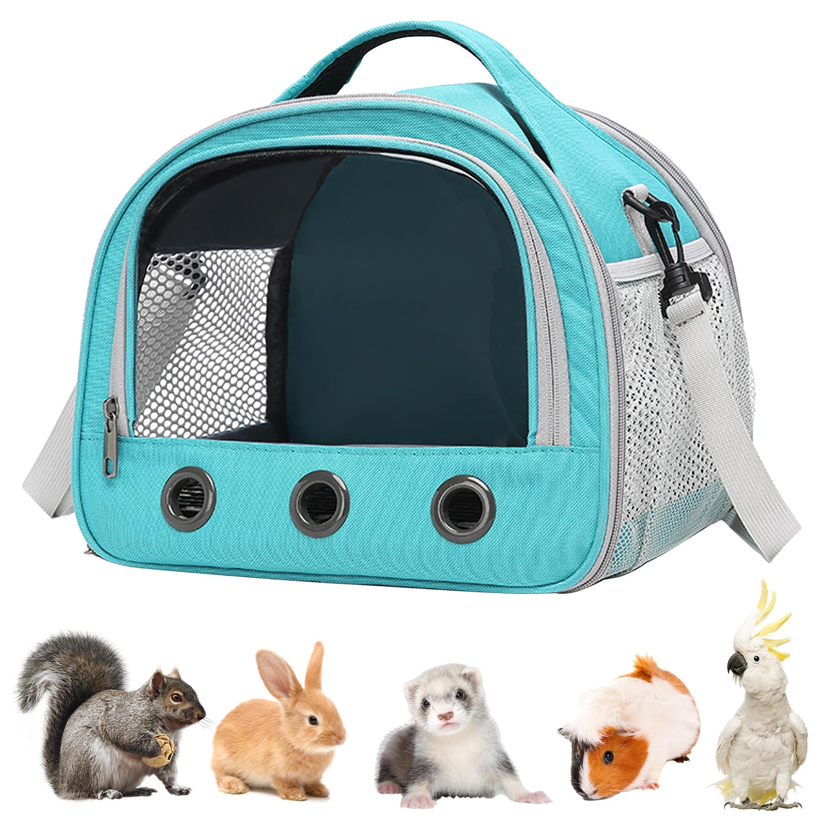 30 * 27 * 21cm Sac Transport Chat, Sac de Transport pour Chat, Respirant Et Pliable, avec Bandoulière Réglable, pour Lapins, Cobayes, Chatons