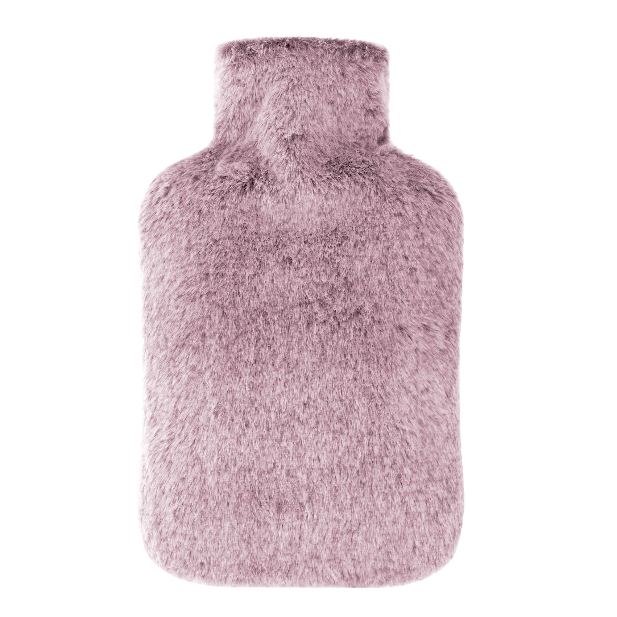 Luxury Hot Water Bottle - Gray with Faux Fur -12