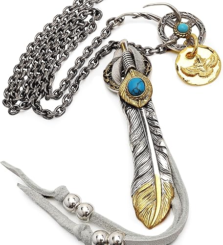 フェザーネックレス ターコイズ インディアンジュエリー シルバー925