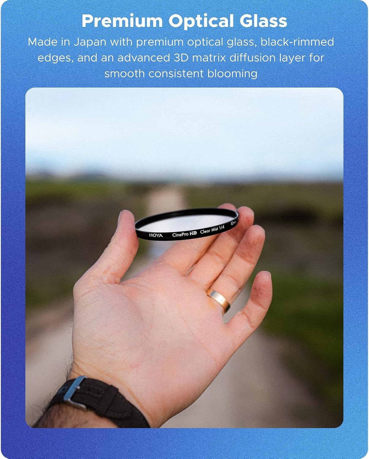 HOYA CinePro HD 49mm 1/4 Clear Mist Camera Filter, 3D Matrix Cinematic Diffusion Optical Glass for Photography and Video, Soft Glowing Highlights, Reduced Wrinkles, Dream-Like Look