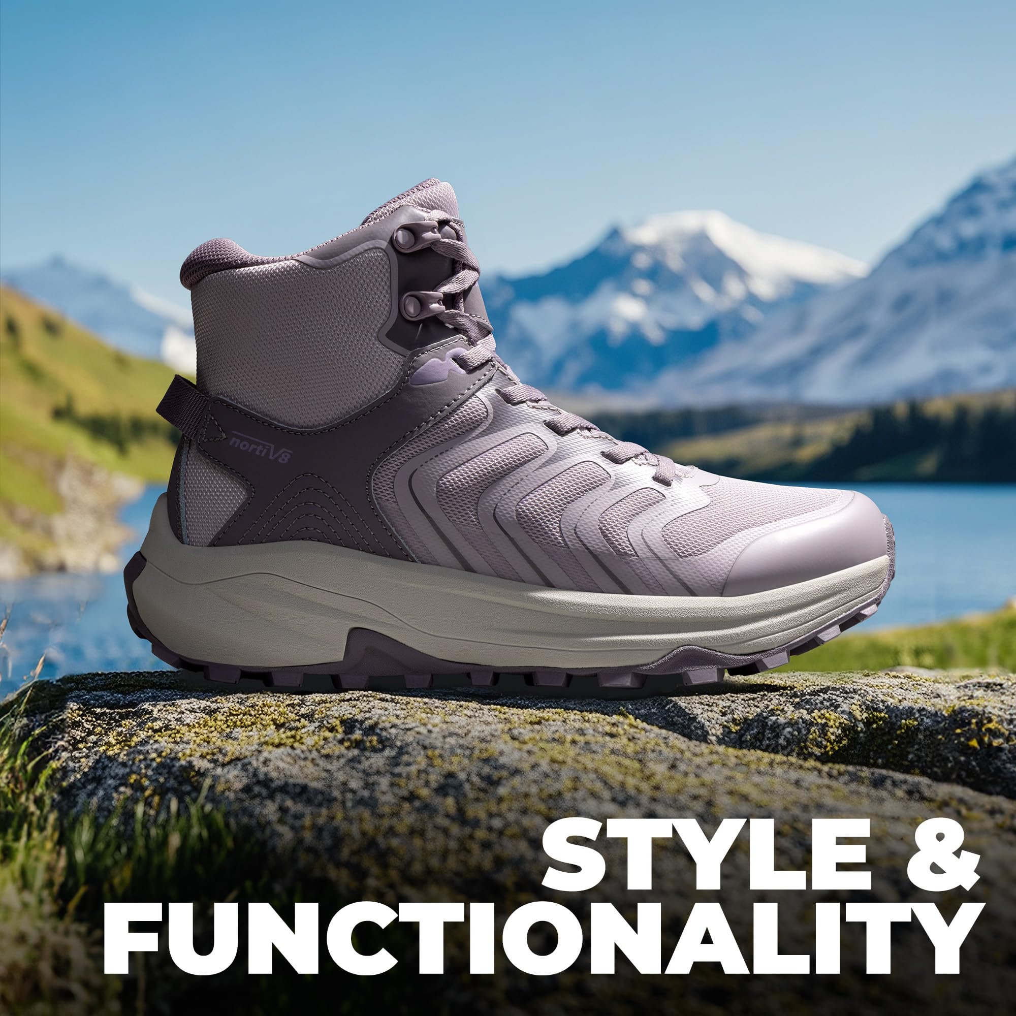 NORTIV 8 Femme Chaussures de randonnée imperméables | Respirantes antidérapantes Tige Haute Trekking Outdoor
