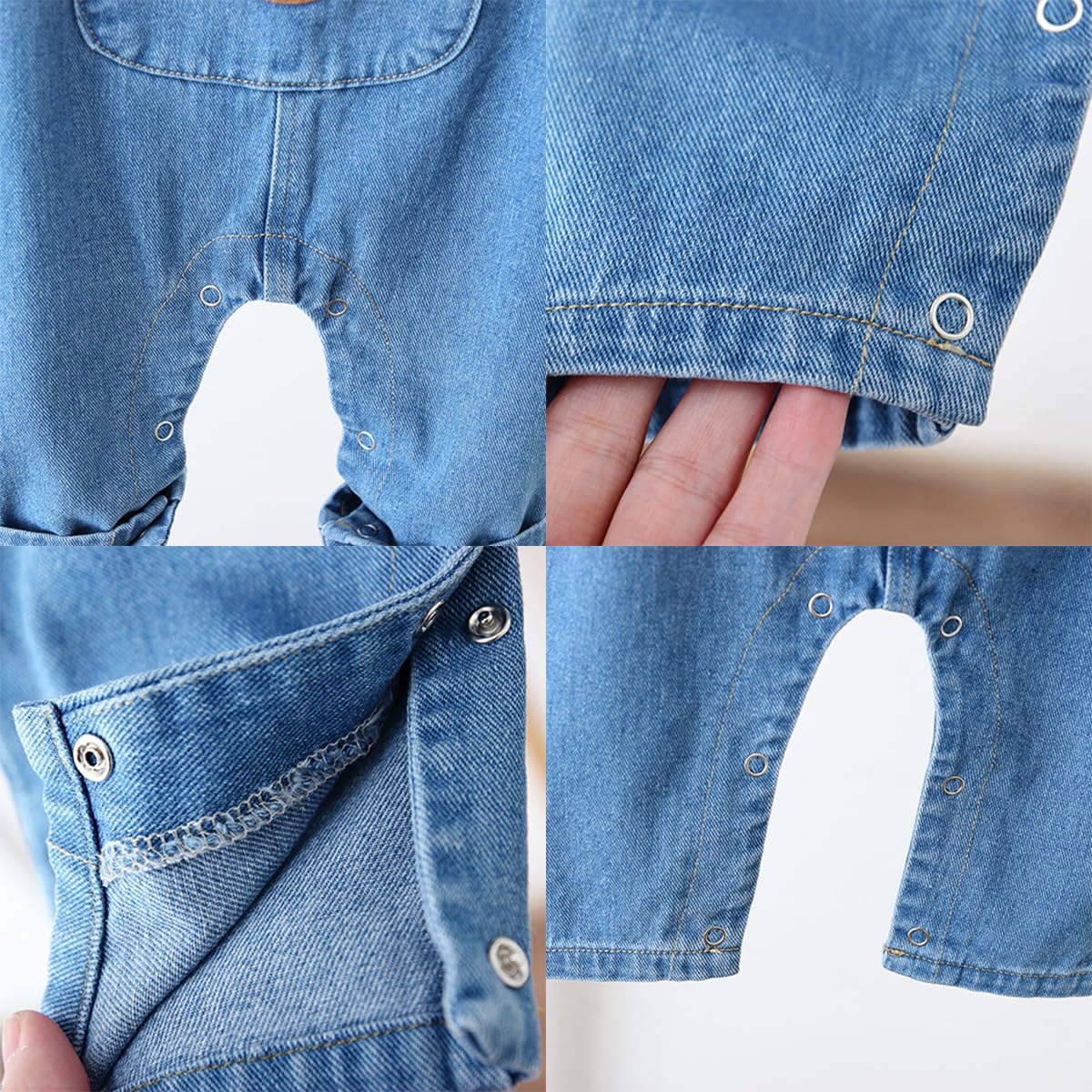 Salopette Bimba, Salopette Bimbo Bambino Jeans Tuta Orso Cartone Animato Blu Salopette Moda Denim Tempo Libero Tuta da Neonata Neonato Jeans Jumpsuit per Bambina 0-24 mesi