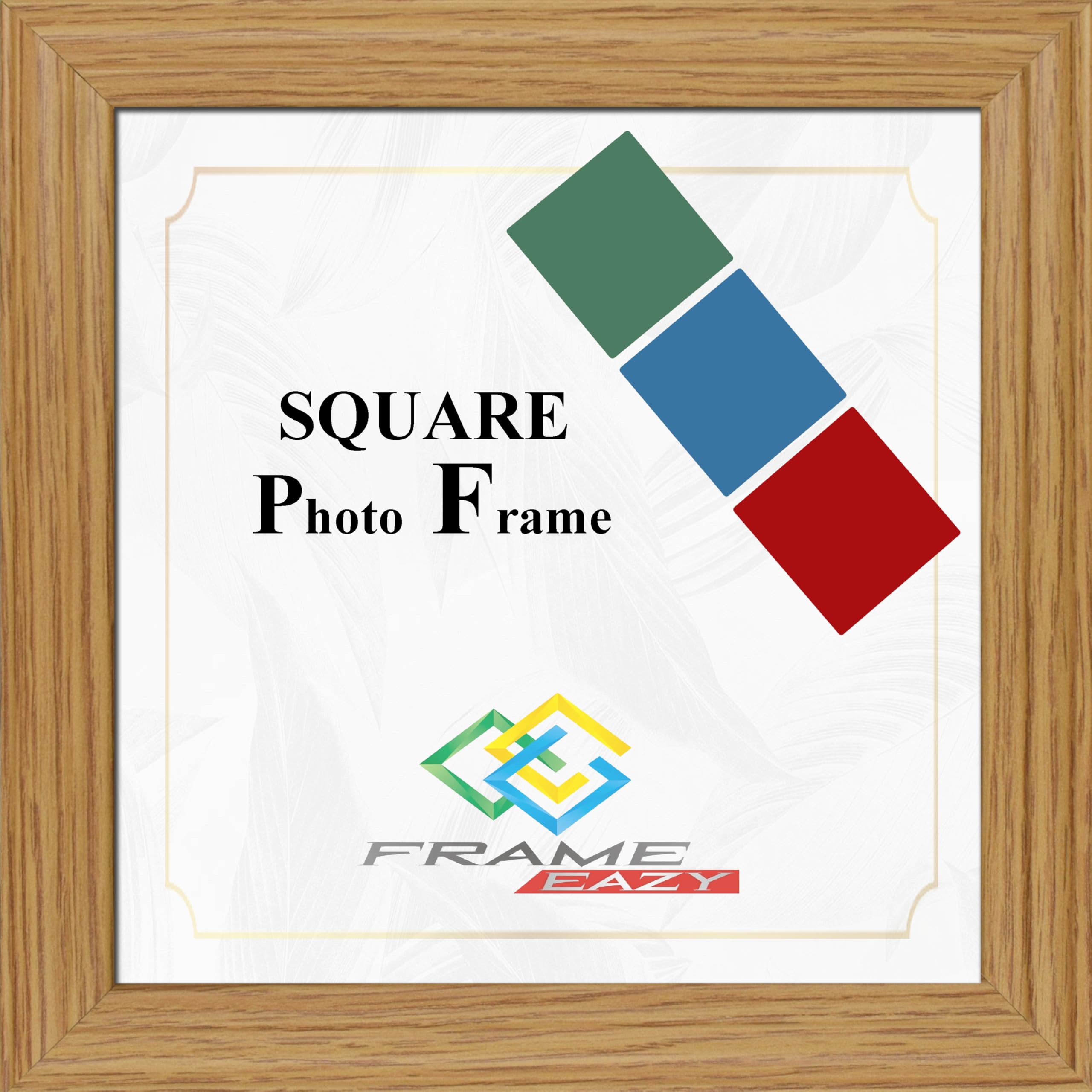 FRAME EAZY 7"x7" Square Photo Frame Oak - Antique Style Square Picture Poster Frames With Safe Perspex Front & Wall Mounting Hooks - Square Frame Oak, 7x7 Inch (17.8 x 17.8cm)
