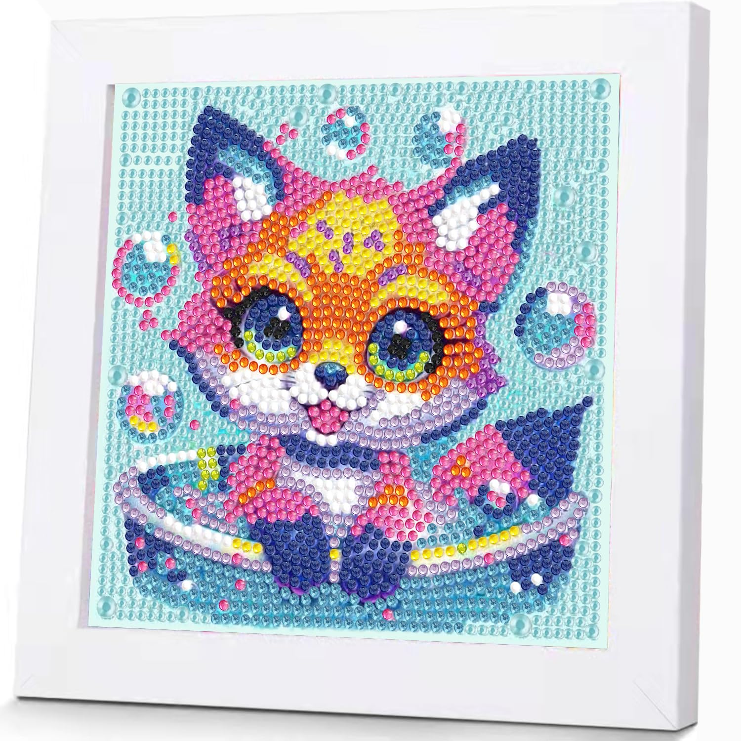 Qianbaiuk Diamond Painting Set Für Kinder – Mit Holzrahmen, 7x7 Zoll, Tiermotiv, DIY Basteln