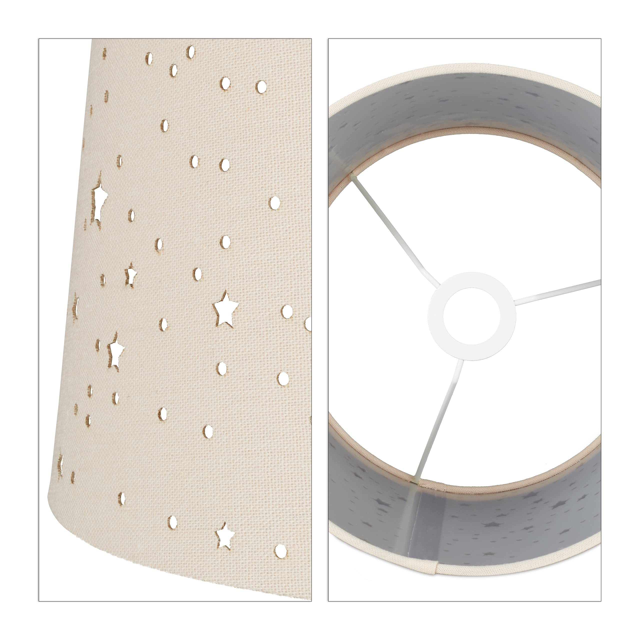 Relaxdays Lampada da Tavolo, Bambini e Bambine, Attacco E14, Paralume Rotondo, Altezza 40 cm, Abatjour, Rosa