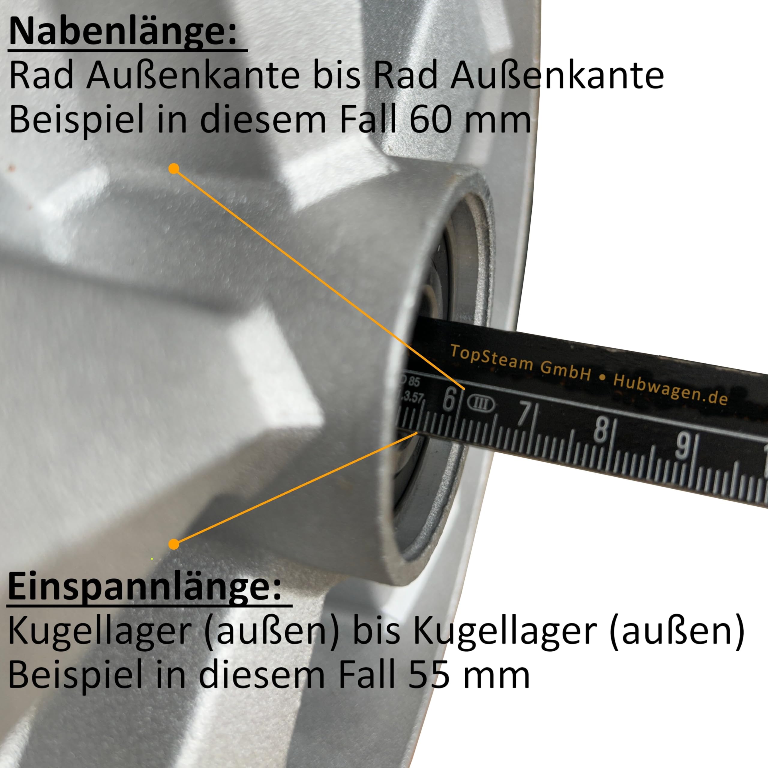 2 Stück Hubwagenräder Gummi 200 x 50/50 mm, Achse 20 mm - Ersatzrad inkl. Kugellager