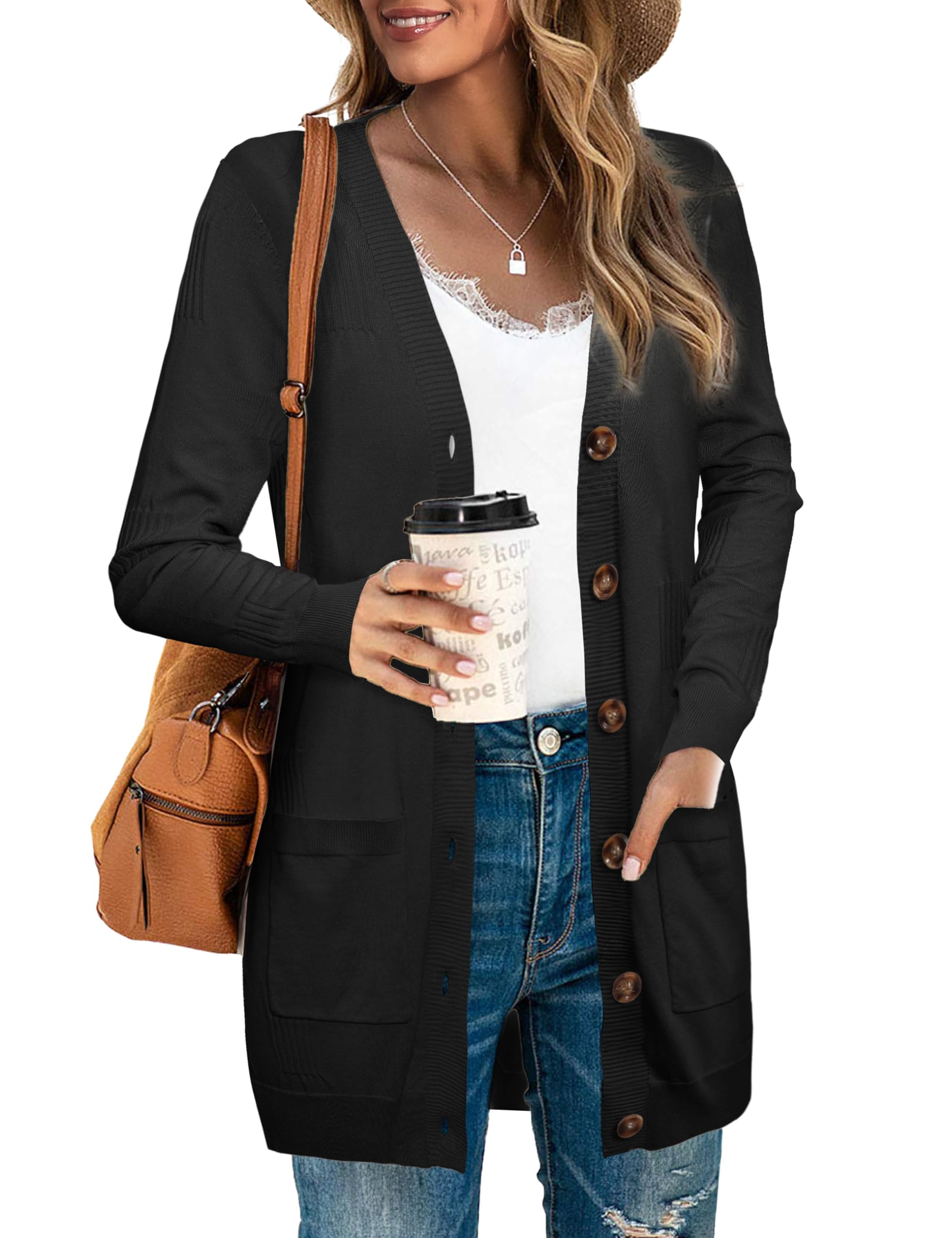 U.VomadeWomen's Sweaters Boho Long Sleeve Open Front Chunky Cable Knit Cardigan