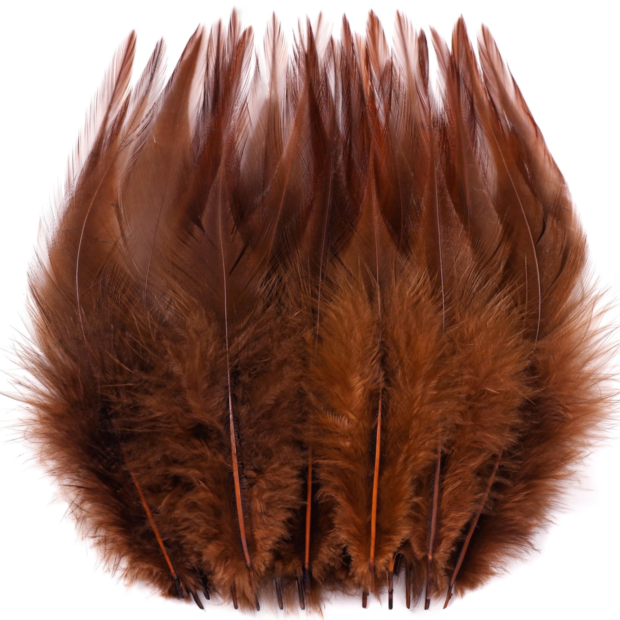 Holmgren 200pcs Brown Rooster Feathers- 5-7inch Rooster Feathers Bulk DIY Pendant Earrings, Dream Catcher and Home Party Decorations (Brown)