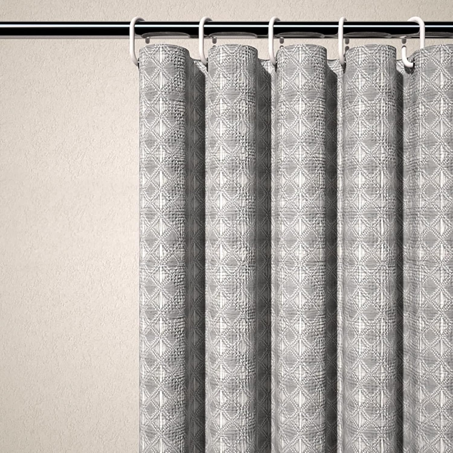78 Inch Shower Curtain Waffle, Bathtub Shower Curtain for Farmhouse Rhombic Waffle Weave, 78x78 inch